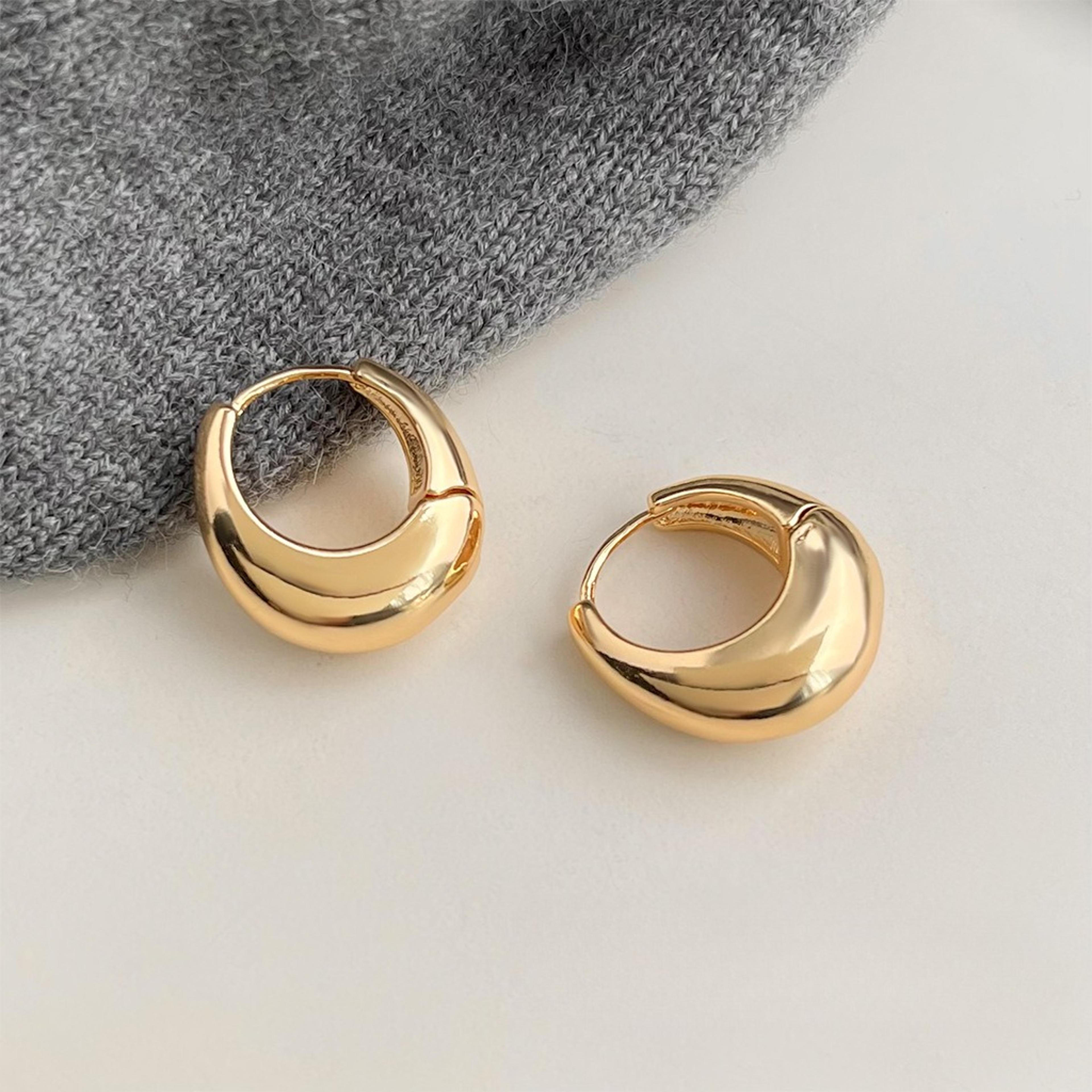 Sterling Silver Round Stud  Hoop Earrings For Women Minimalist Wedding Jewelry 9