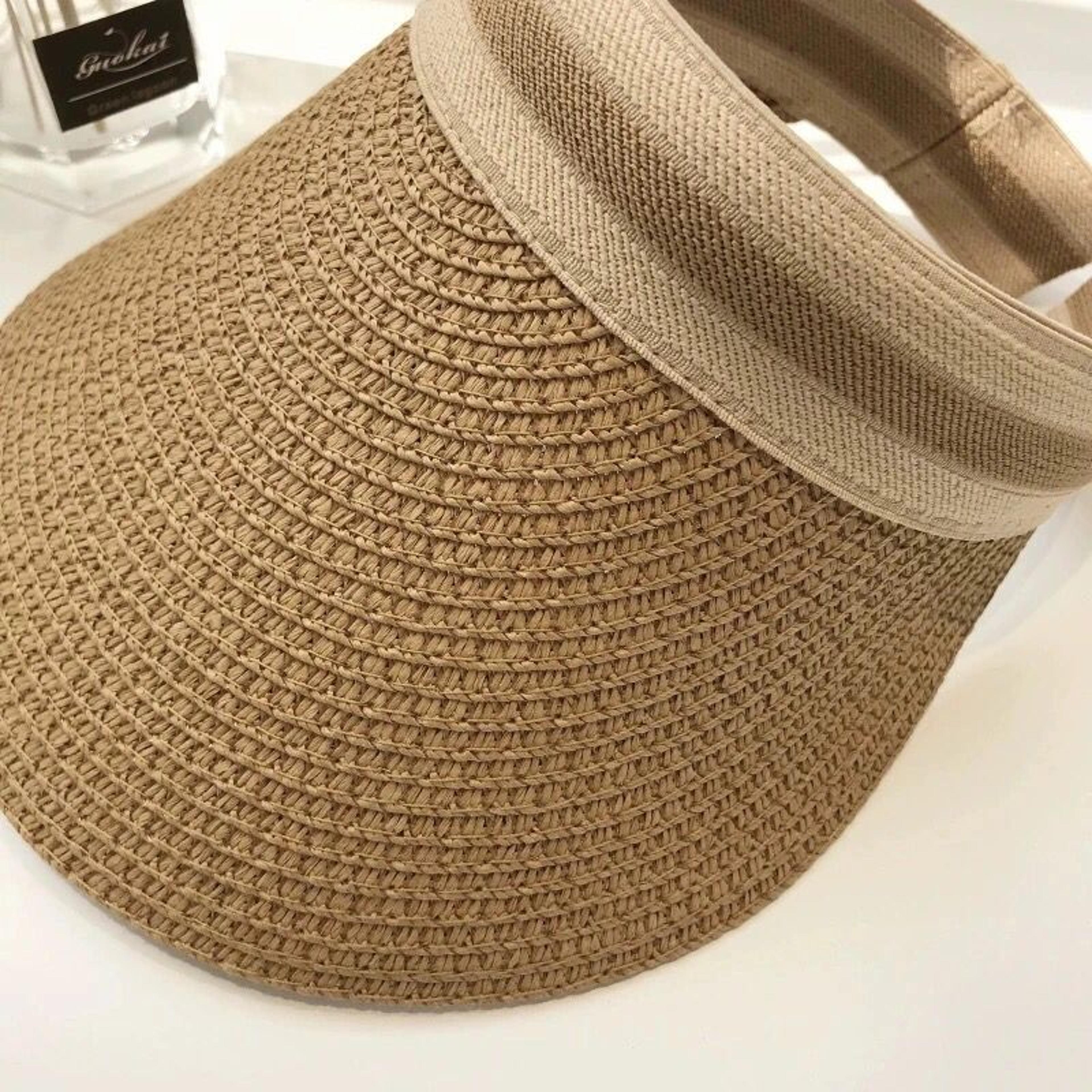 Women Straw Sun Visor Hat UV Protection Breathable Raffia Summer Beach Cap 4
