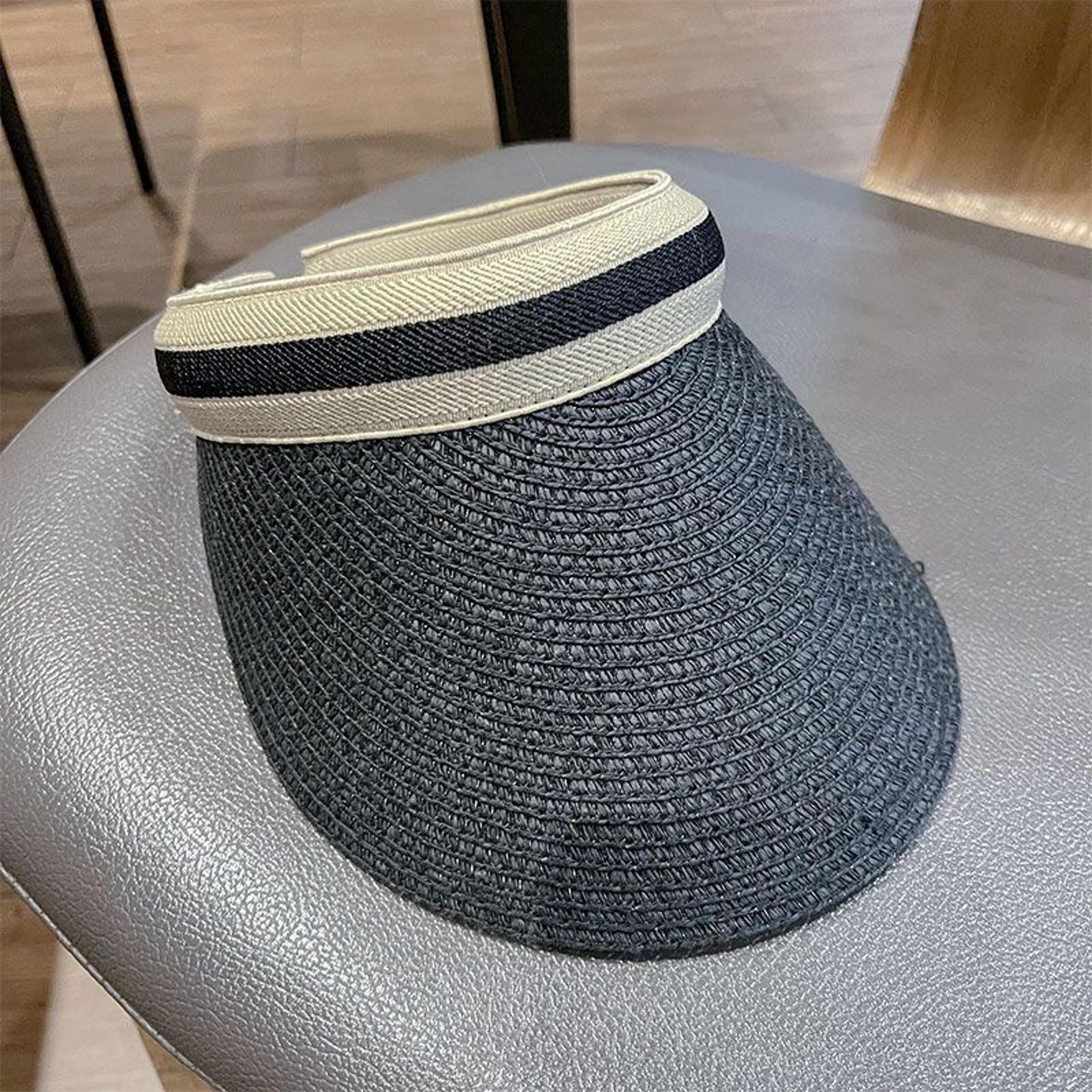 Women Straw Sun Visor Hat UV Protection Breathable Raffia Summer Beach Cap 7