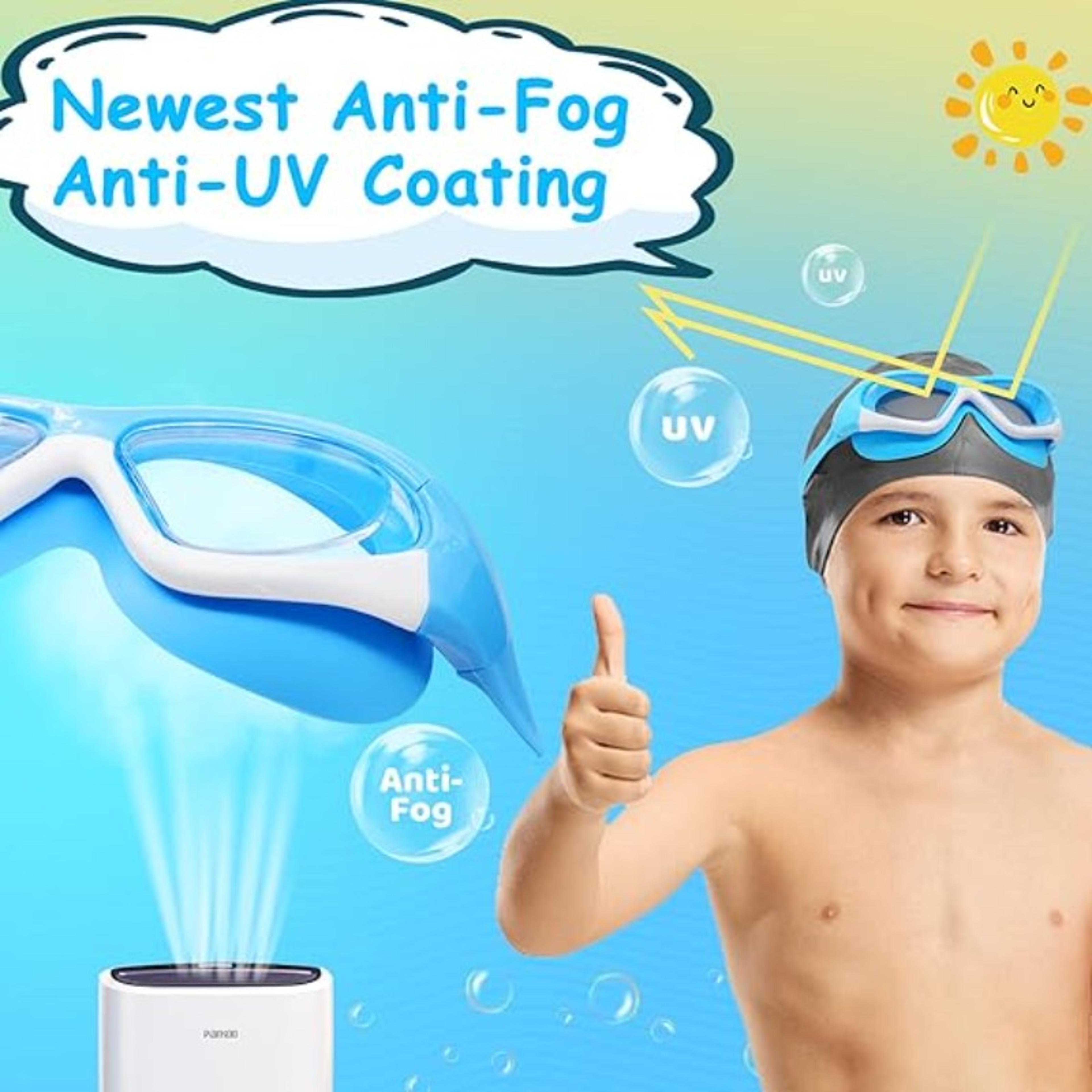 Kids Anti Fog Swim Goggles UV Protection Waterproof Large Frame 2