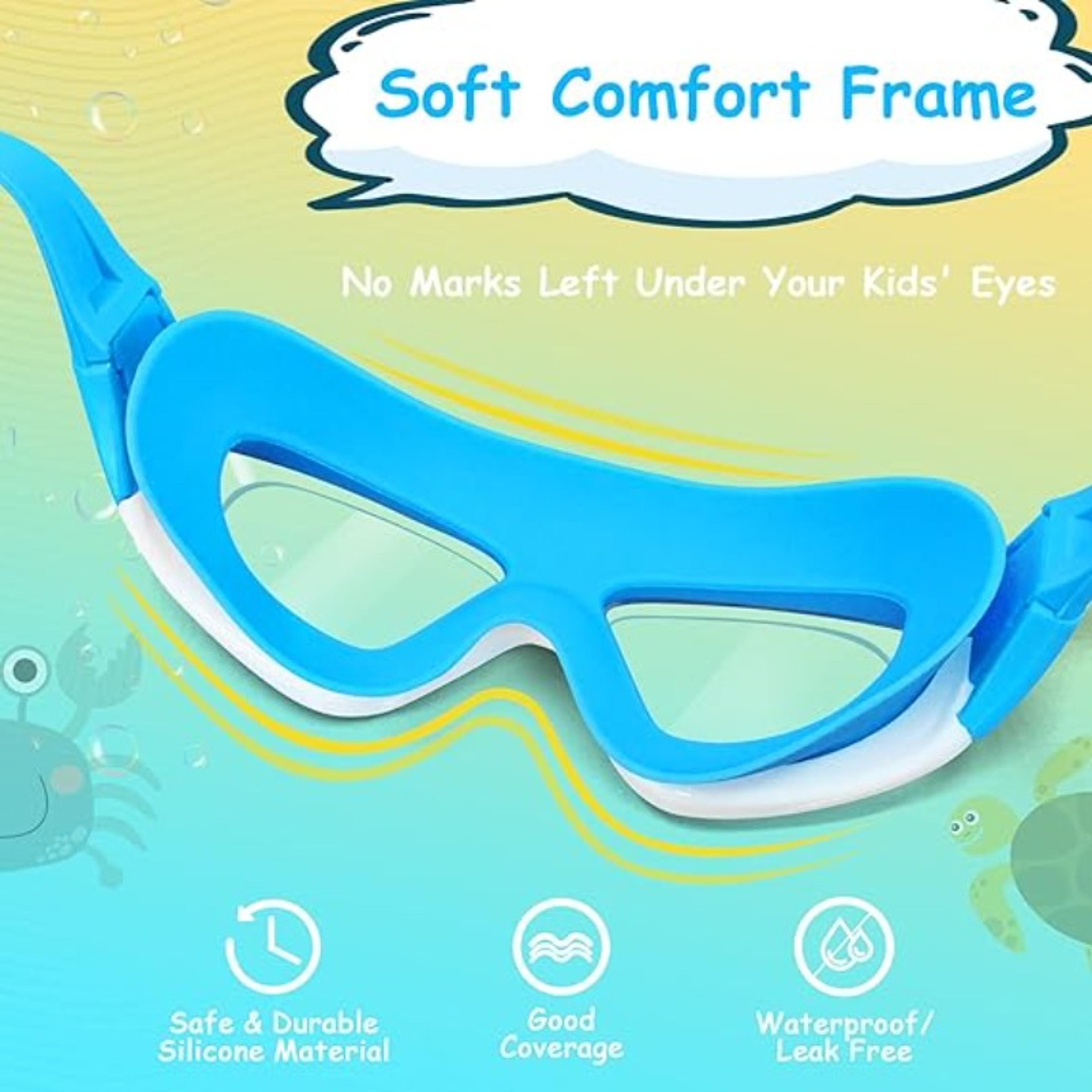Kids Anti Fog Swim Goggles UV Protection Waterproof Large Frame 3