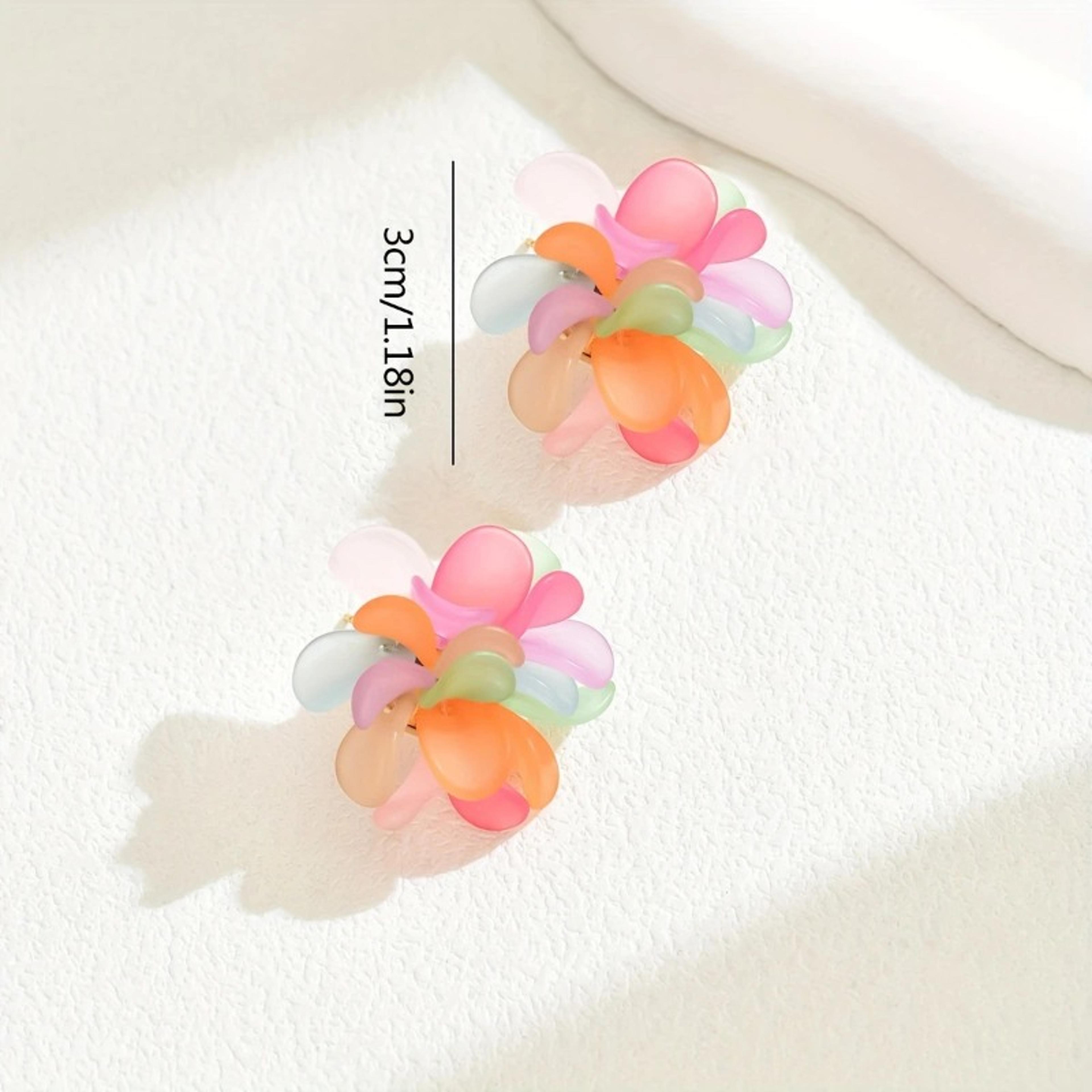 Color Bloom Embroidered Flower Drop Earrings Colorful Floral Statement Earrings For Women 3
