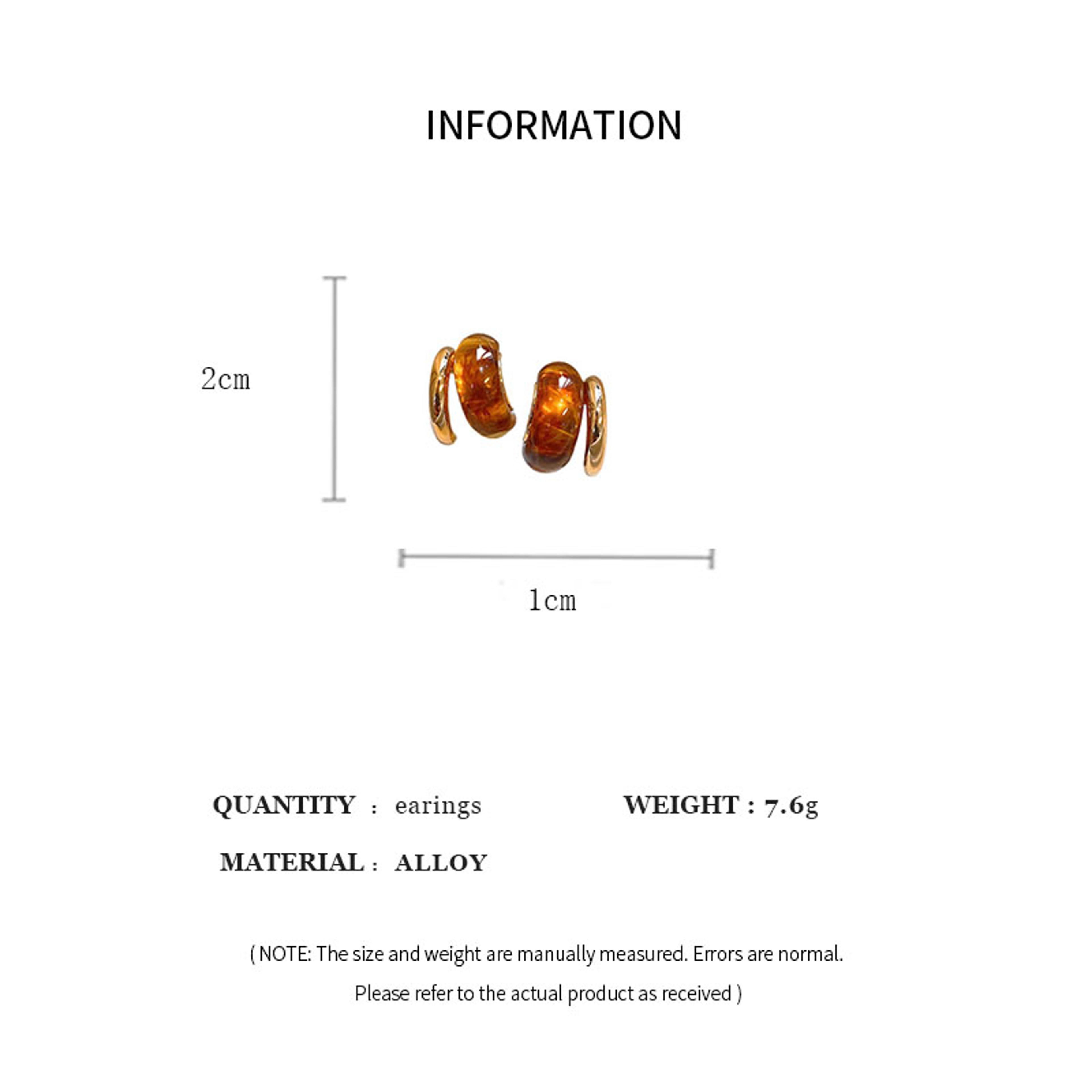 Retro Amber C Shape Acrylic Stud Earrings For Women Lightweight Vintage Statement Earrings 6
