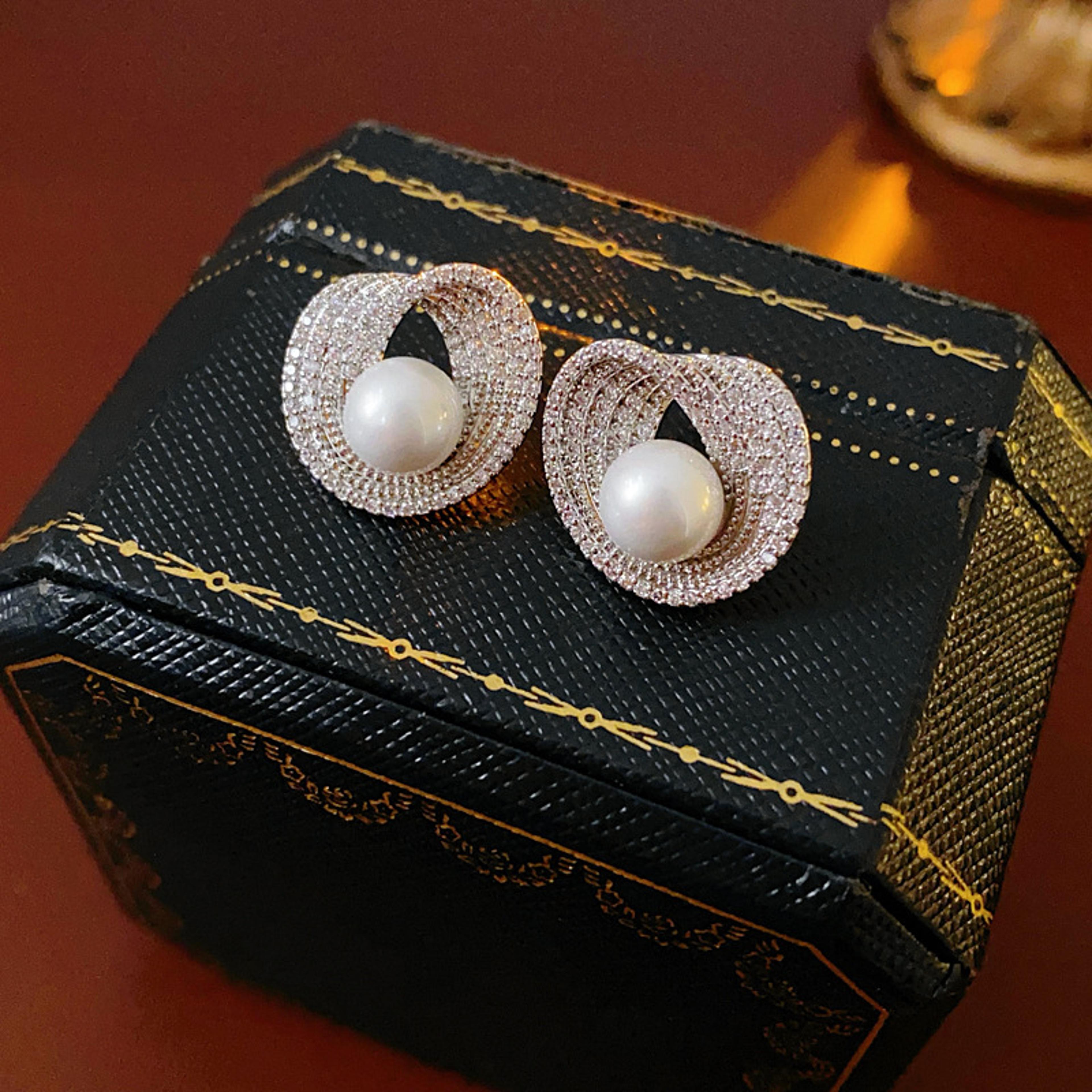 Luna Pearl Zircon Stud Earrings For Women Pearl Stud Earrings Zircon Earrings Elegant Wedding Jewel 3