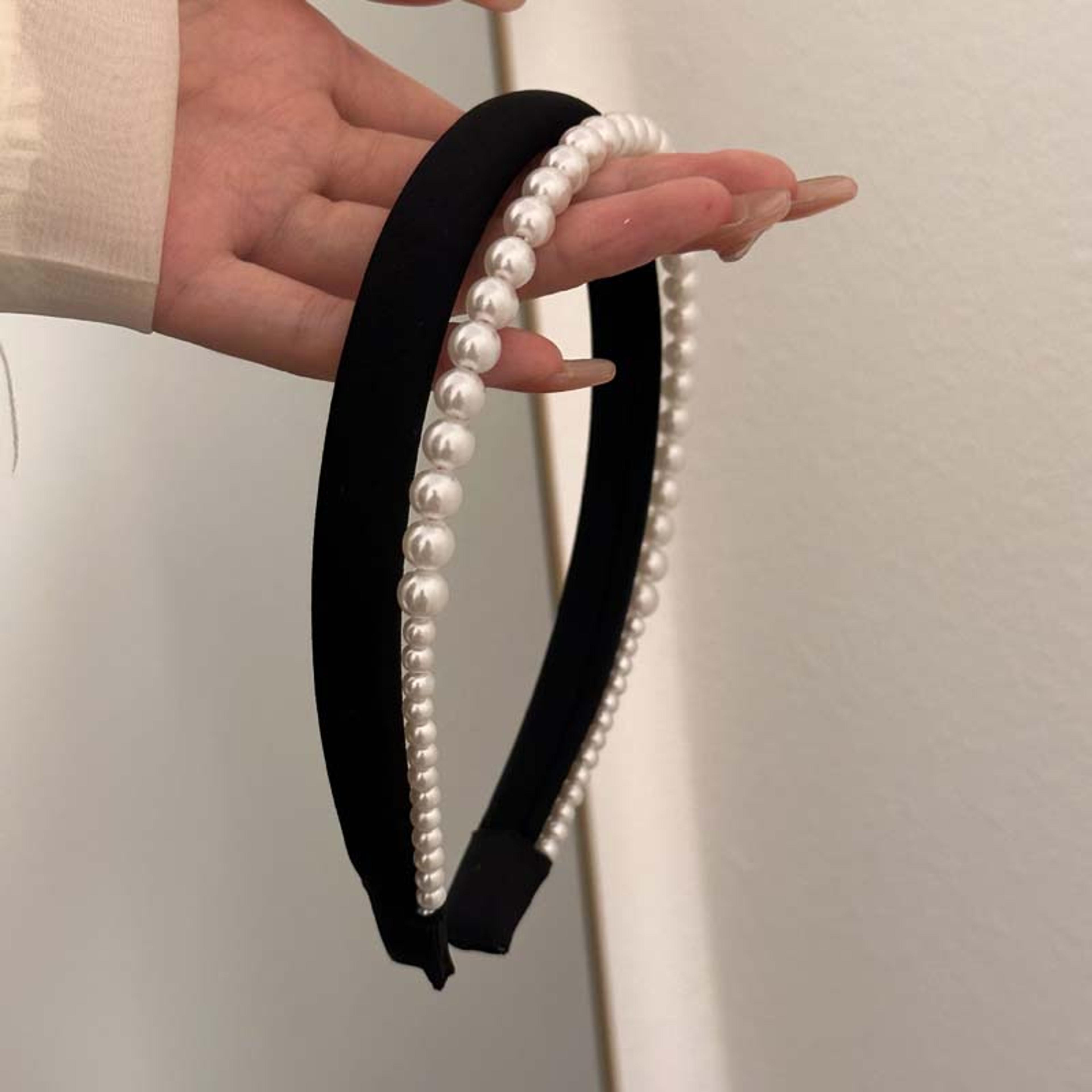 Elegant Satin Pearl Double Layer Headband For Women Bridal Hair Hoop  Fashion Hair Accessory 5