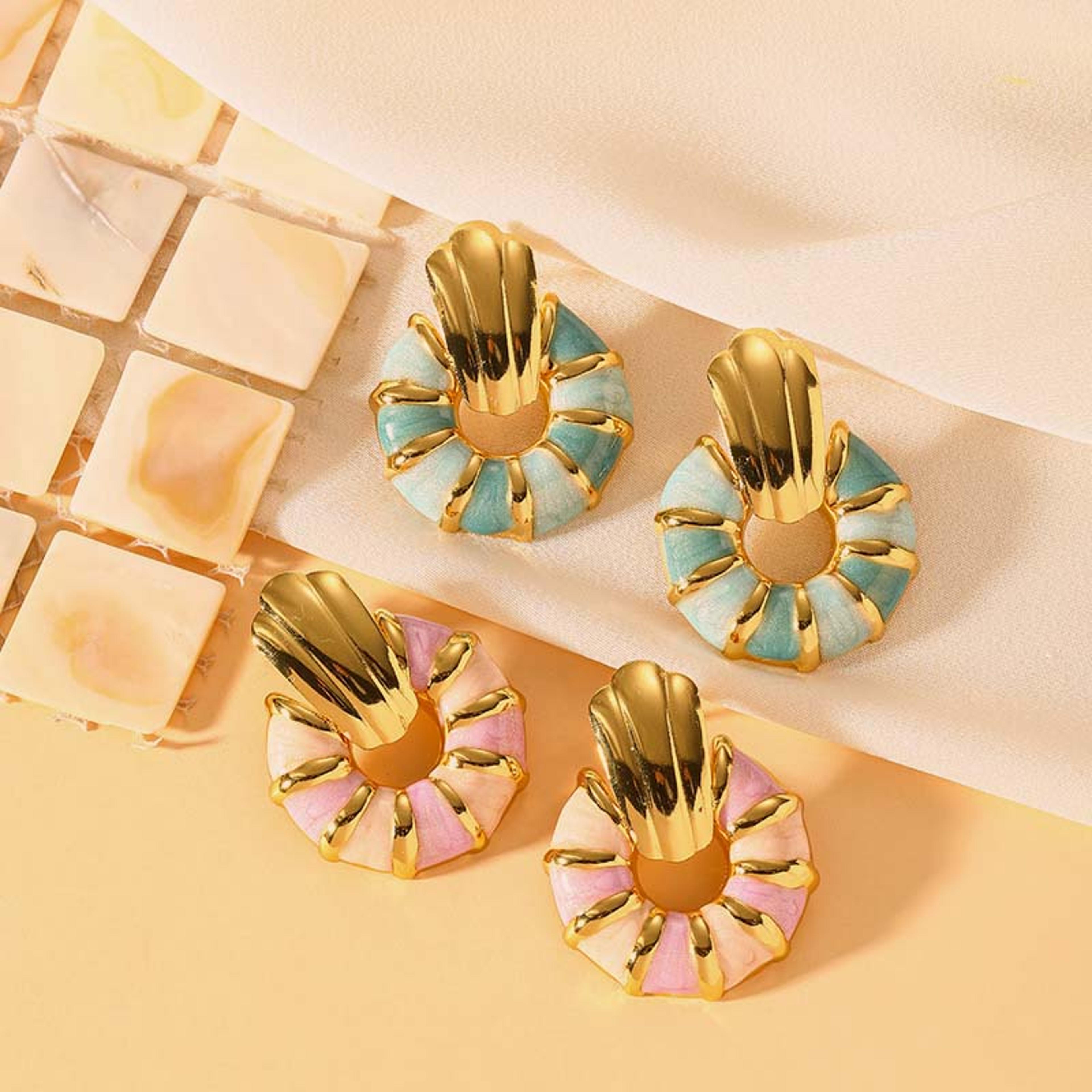 Vintage Enamel Stainless Steel Stud Earrings Colorful Light Luxury Party Jewelry Gift For Women 4