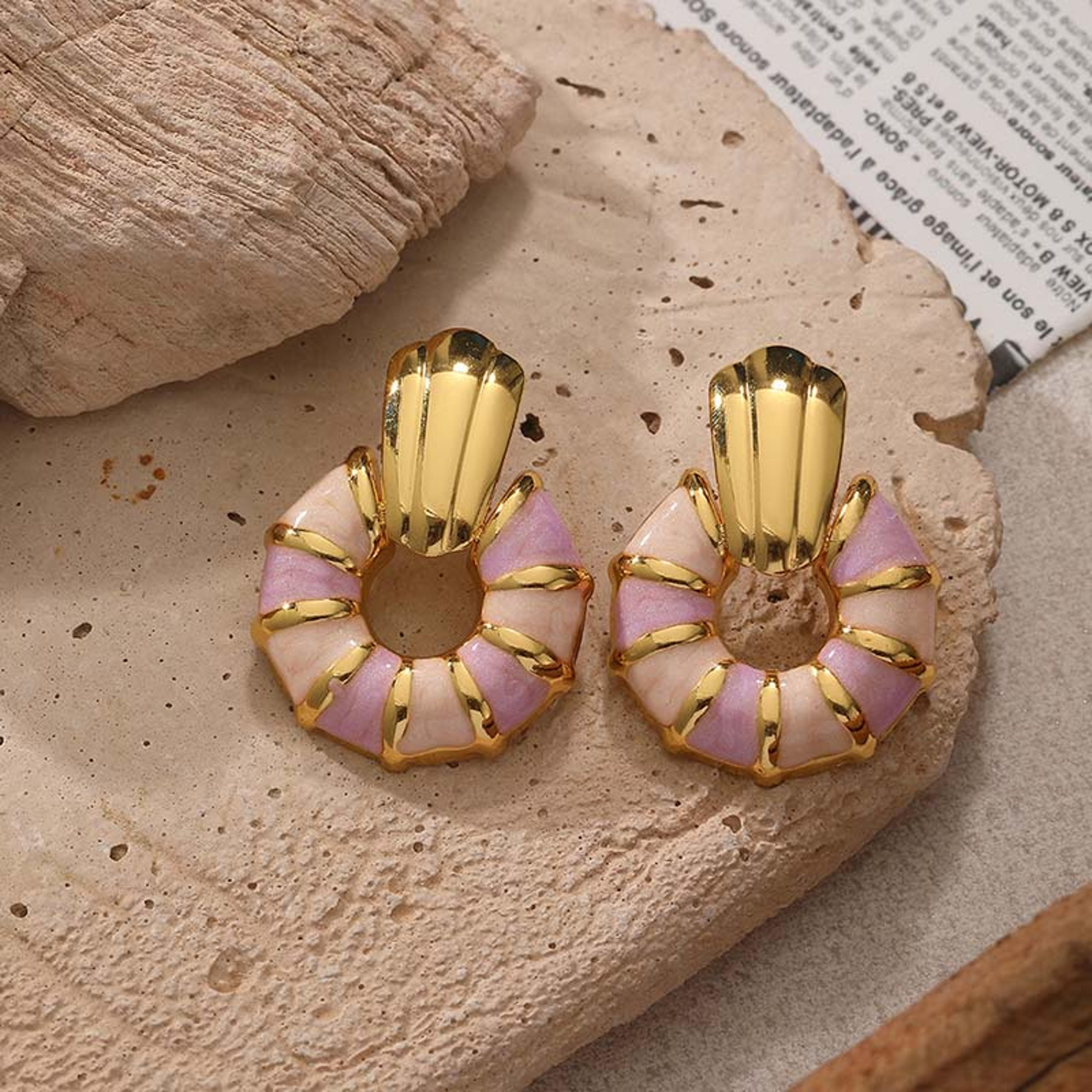 Vintage Enamel Stainless Steel Stud Earrings Colorful Light Luxury Party Jewelry Gift For Women 7