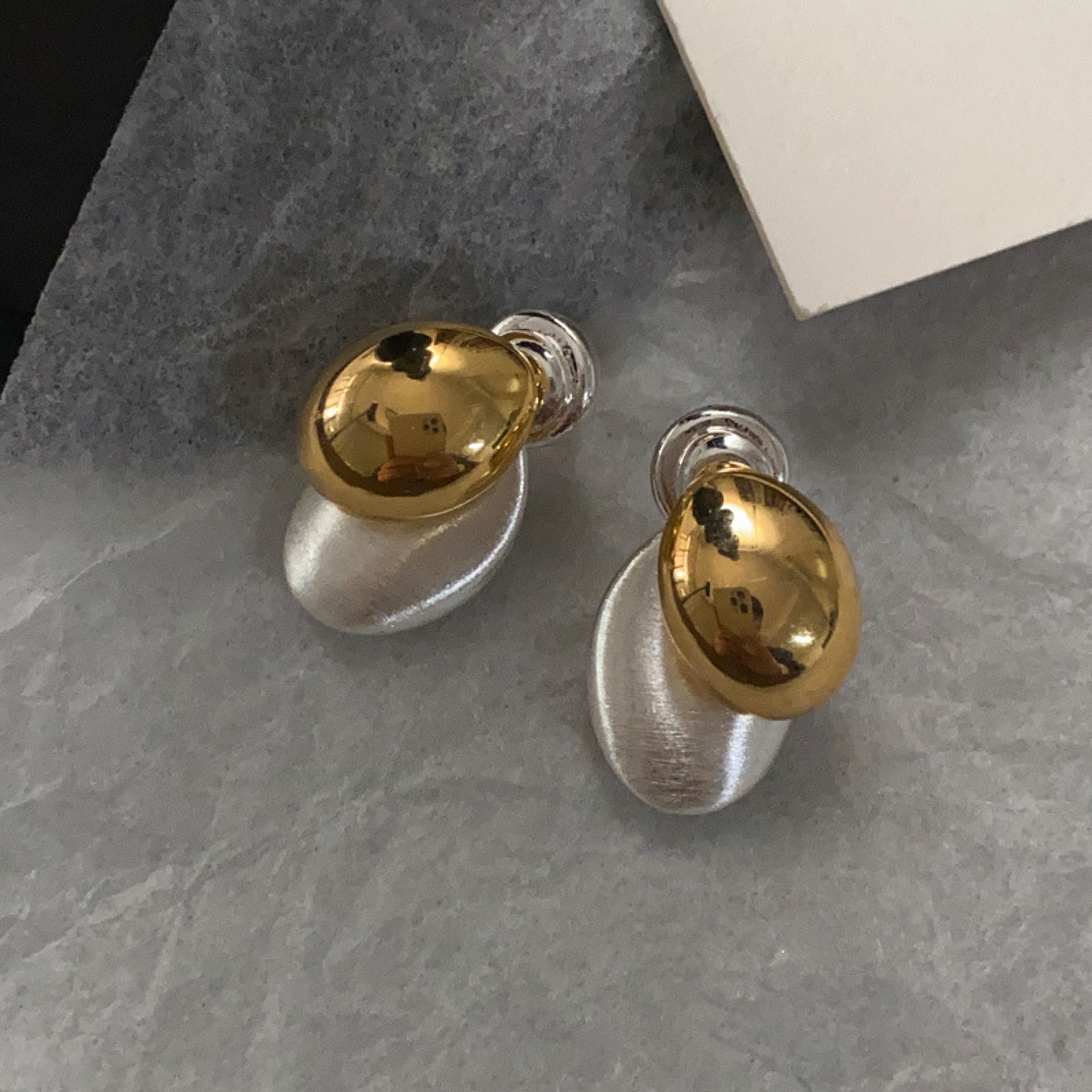 Dual Tone Water Drop Stud Earrings For Women Vintage Gold Silver Statement Jewelry 6