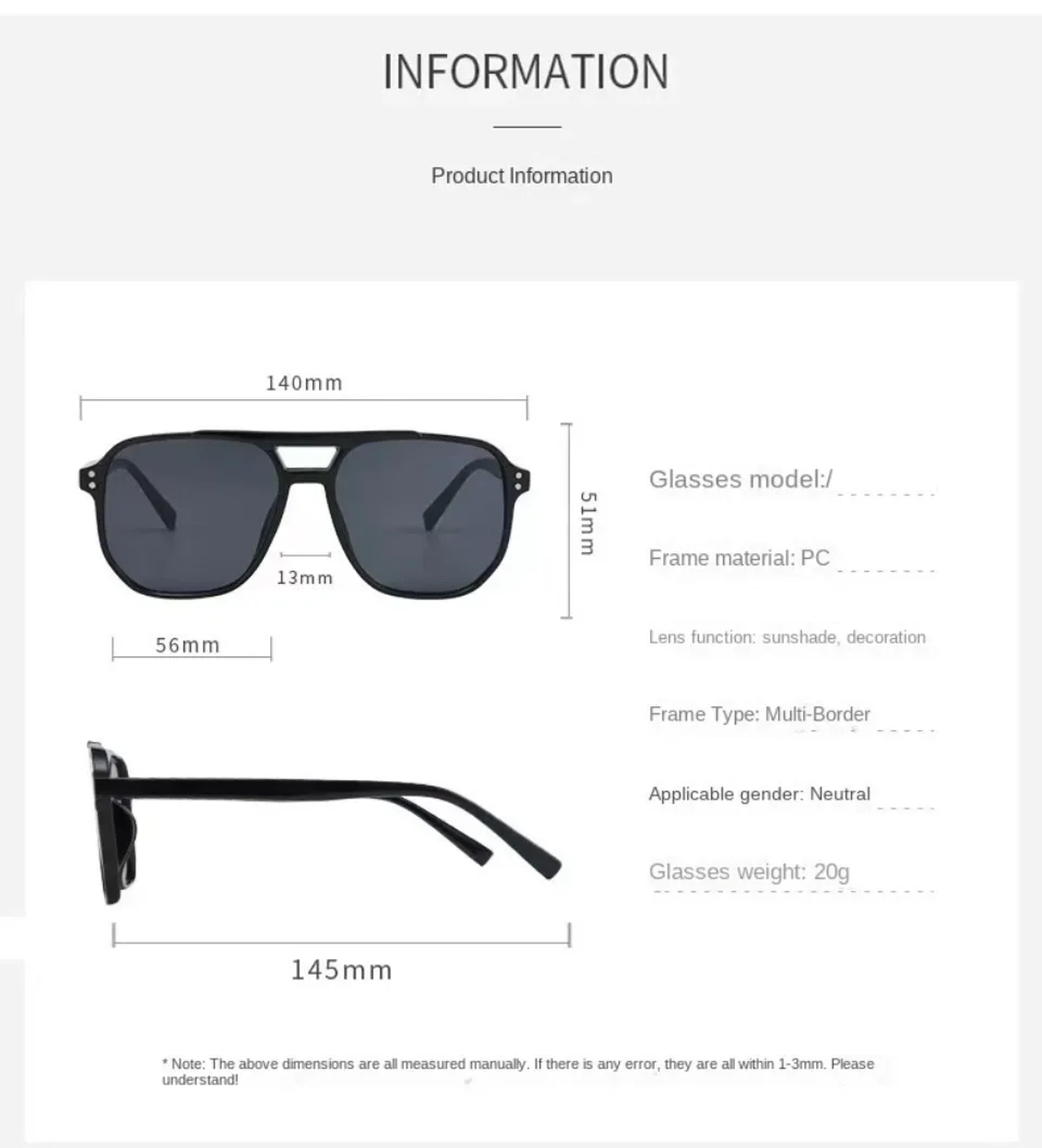 Vintage Oversized Square Sunglasses For Men  Women 4