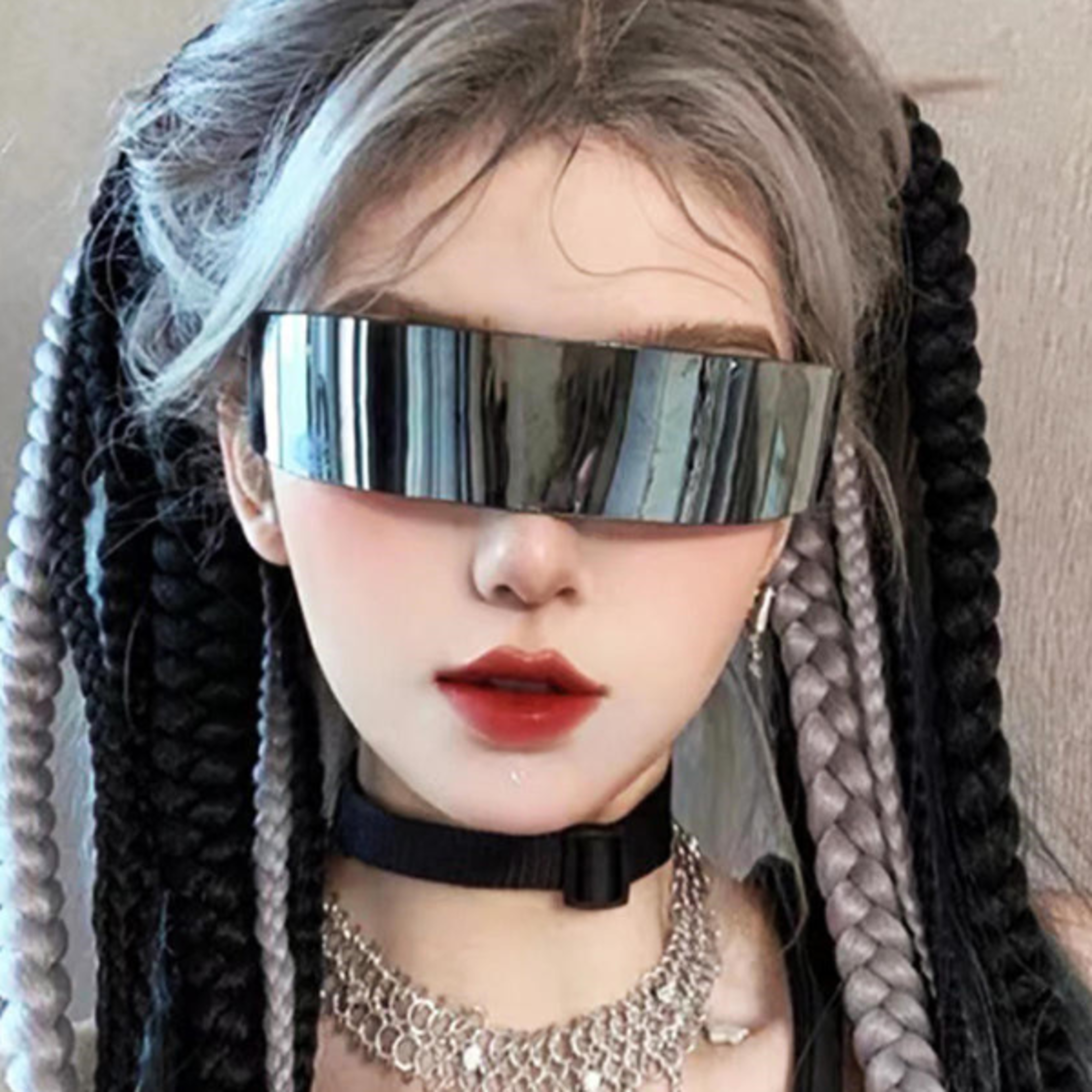 cyber visor mirrored cyclops sunglasses for parties, festivals & futuristic fashion