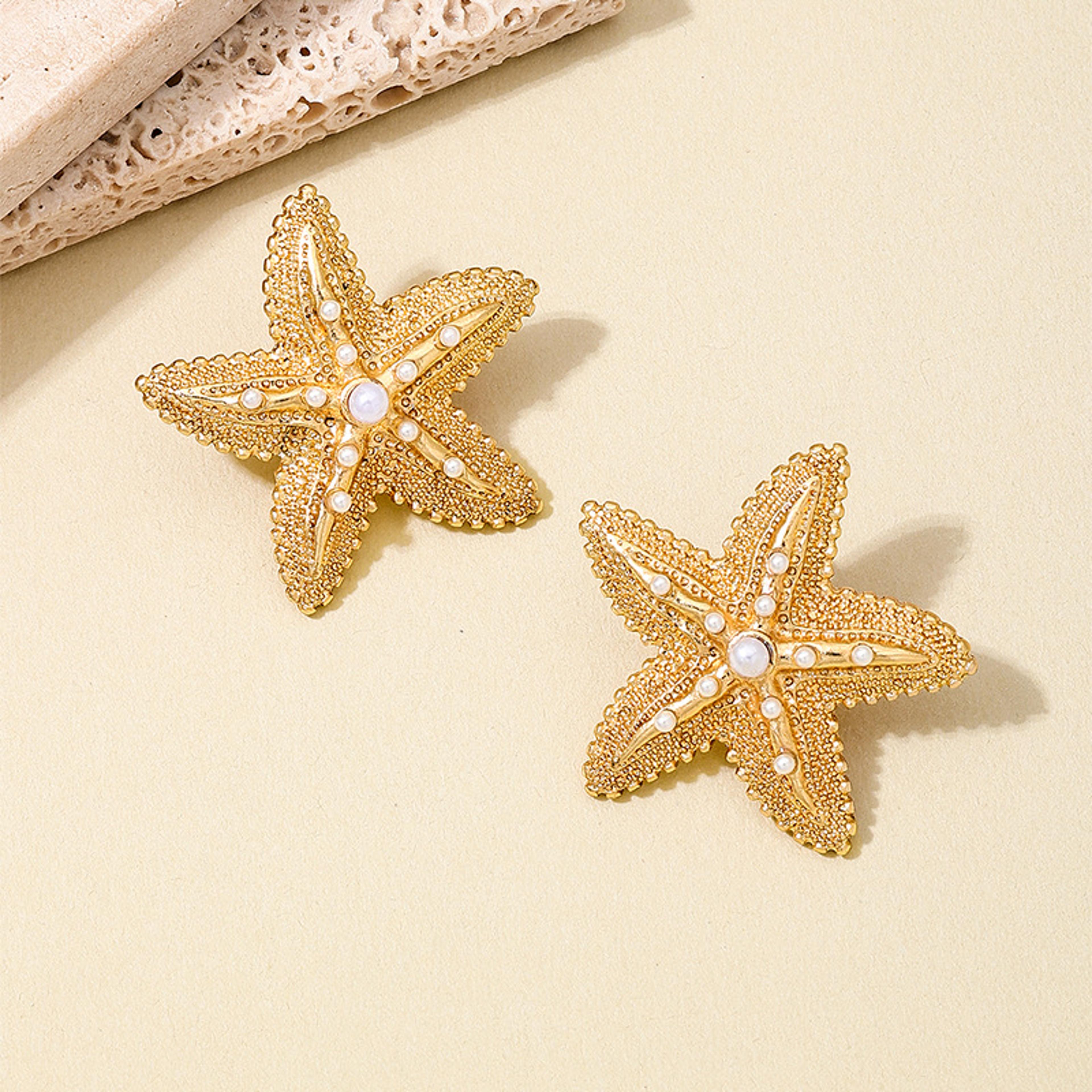 Pearl Starfish Stud Earrings For Women Gold Beach Earrings With Coastal Charm 2