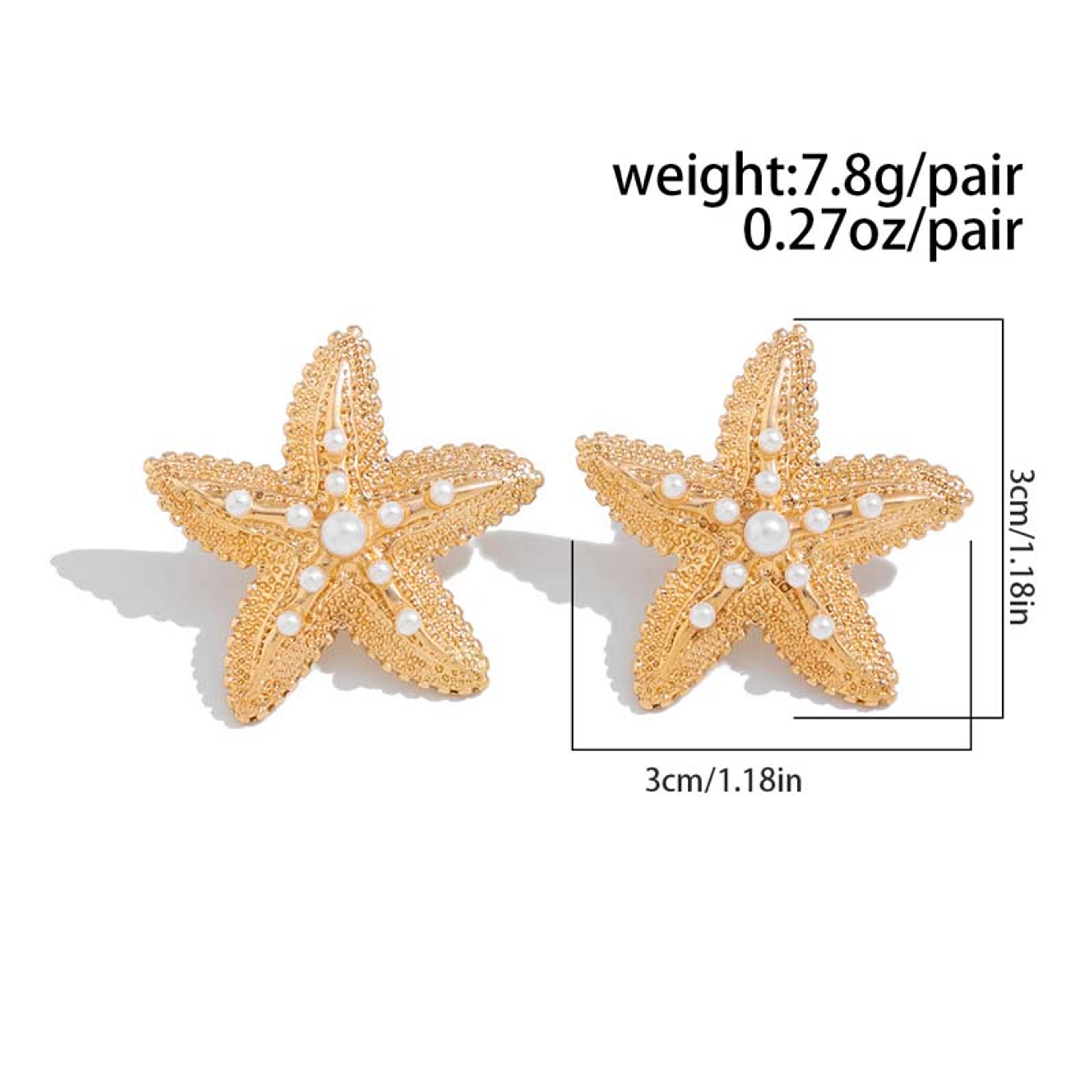 Pearl Starfish Stud Earrings For Women Gold Beach Earrings With Coastal Charm 5