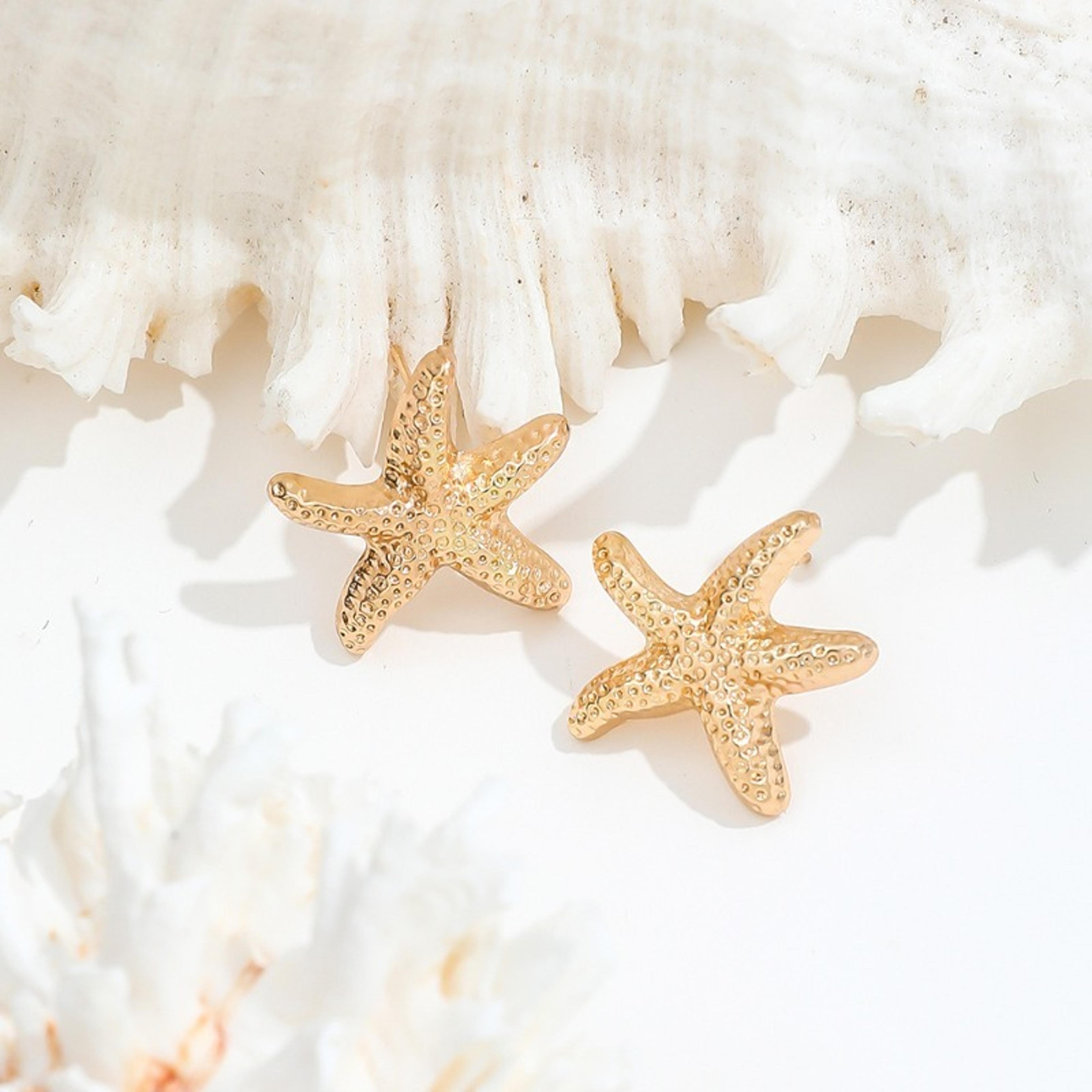 Coastal Starfish Drop Earrings For Women Beach Vacation Statement Jewelry 1