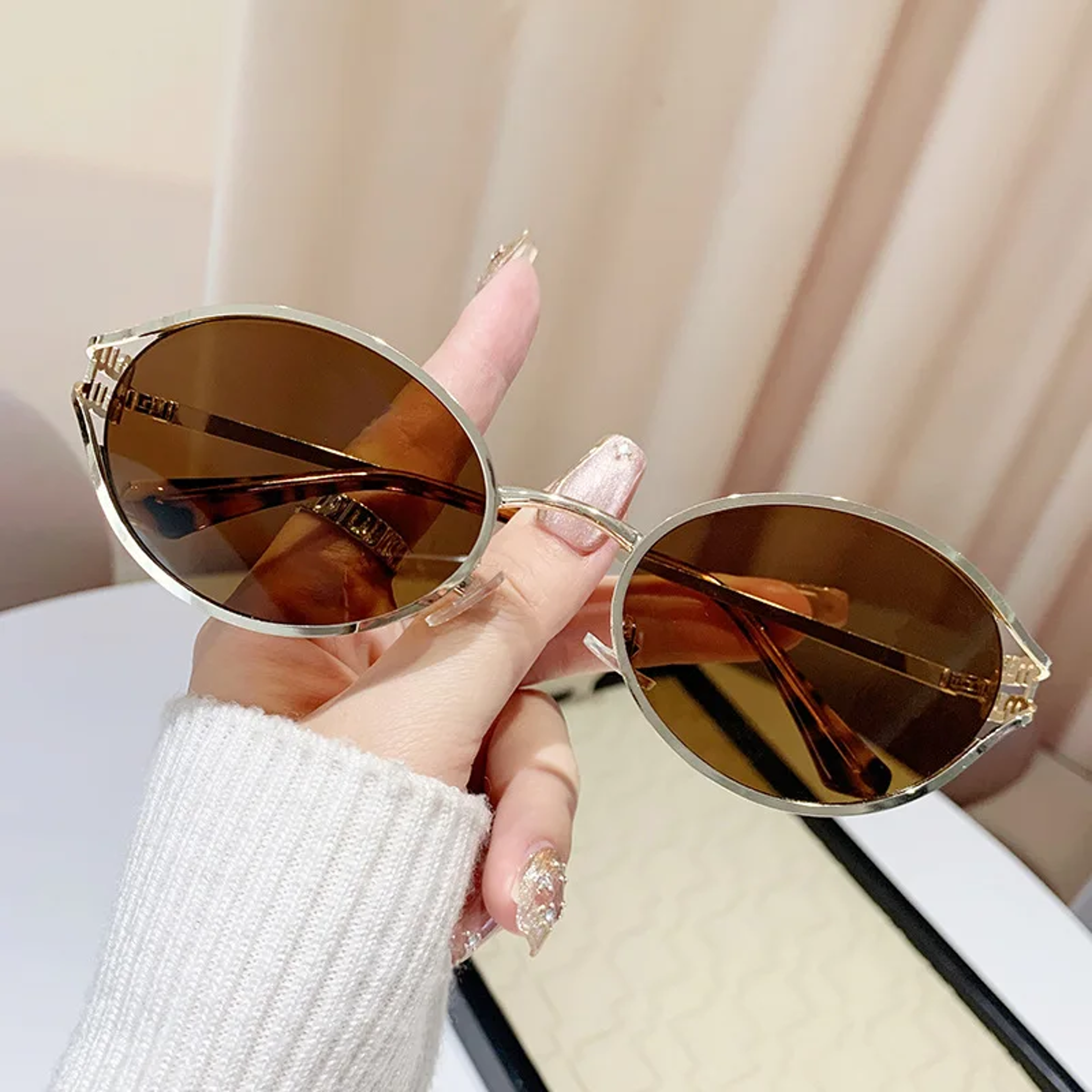 Vintage Vista Oval Sunglasses Retro Metal Frame Street Style Shades 5