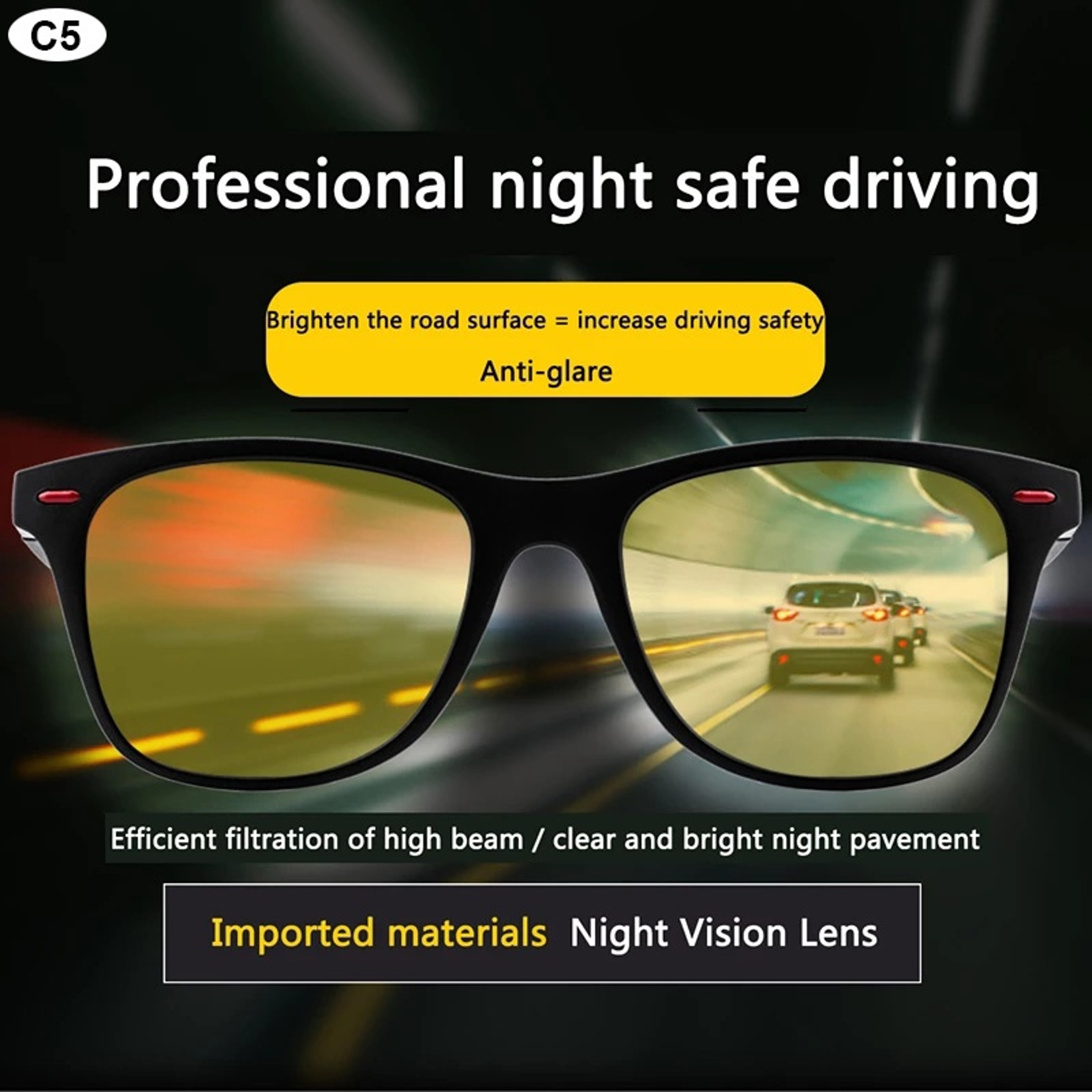 Clear View Pro Polarized Night Driving Sunglasses UV Anti Glare Glasses For Men 1