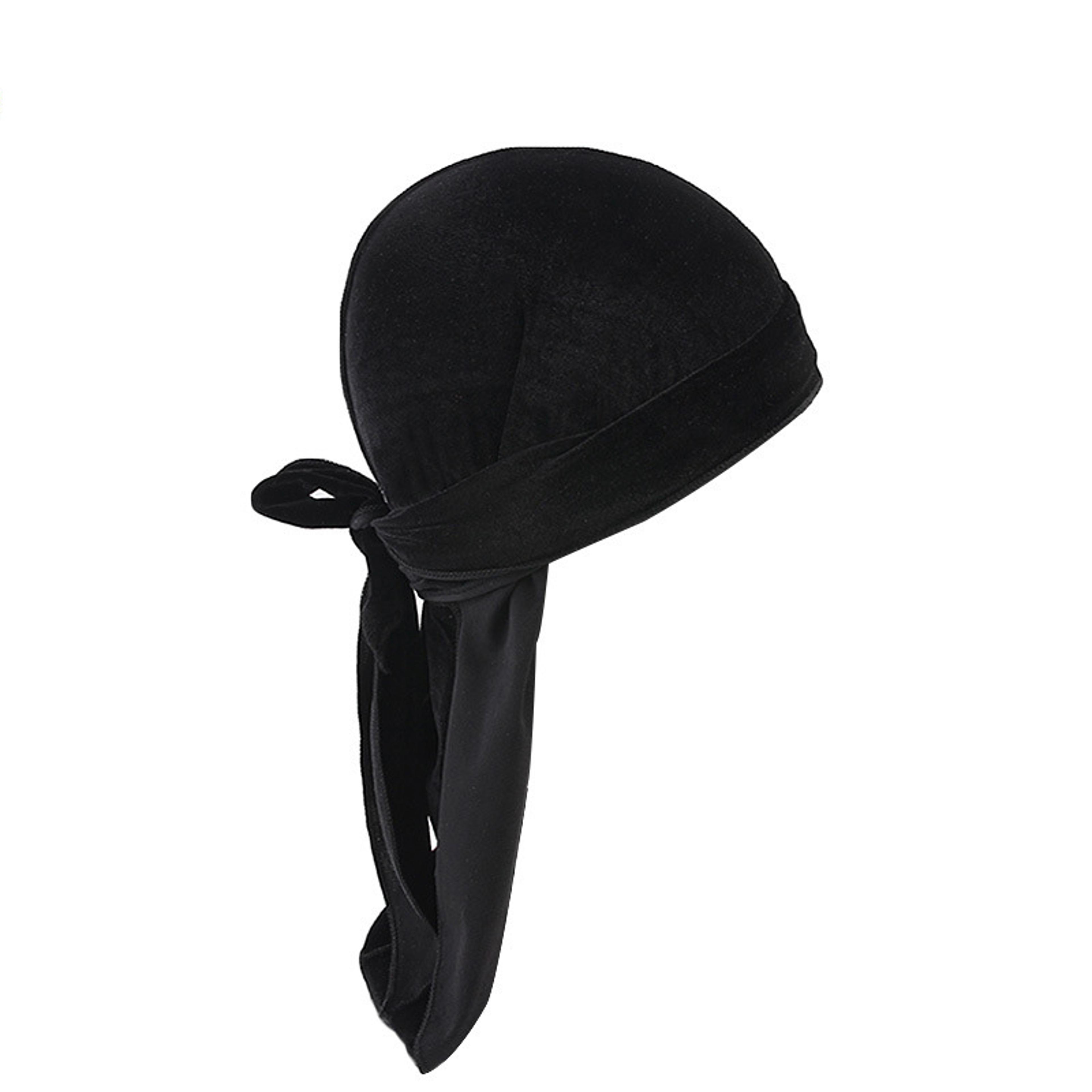 Soft Velvet Long Tail Unisex Durag Wave Cap Breathable Head Wrap Bandana 16