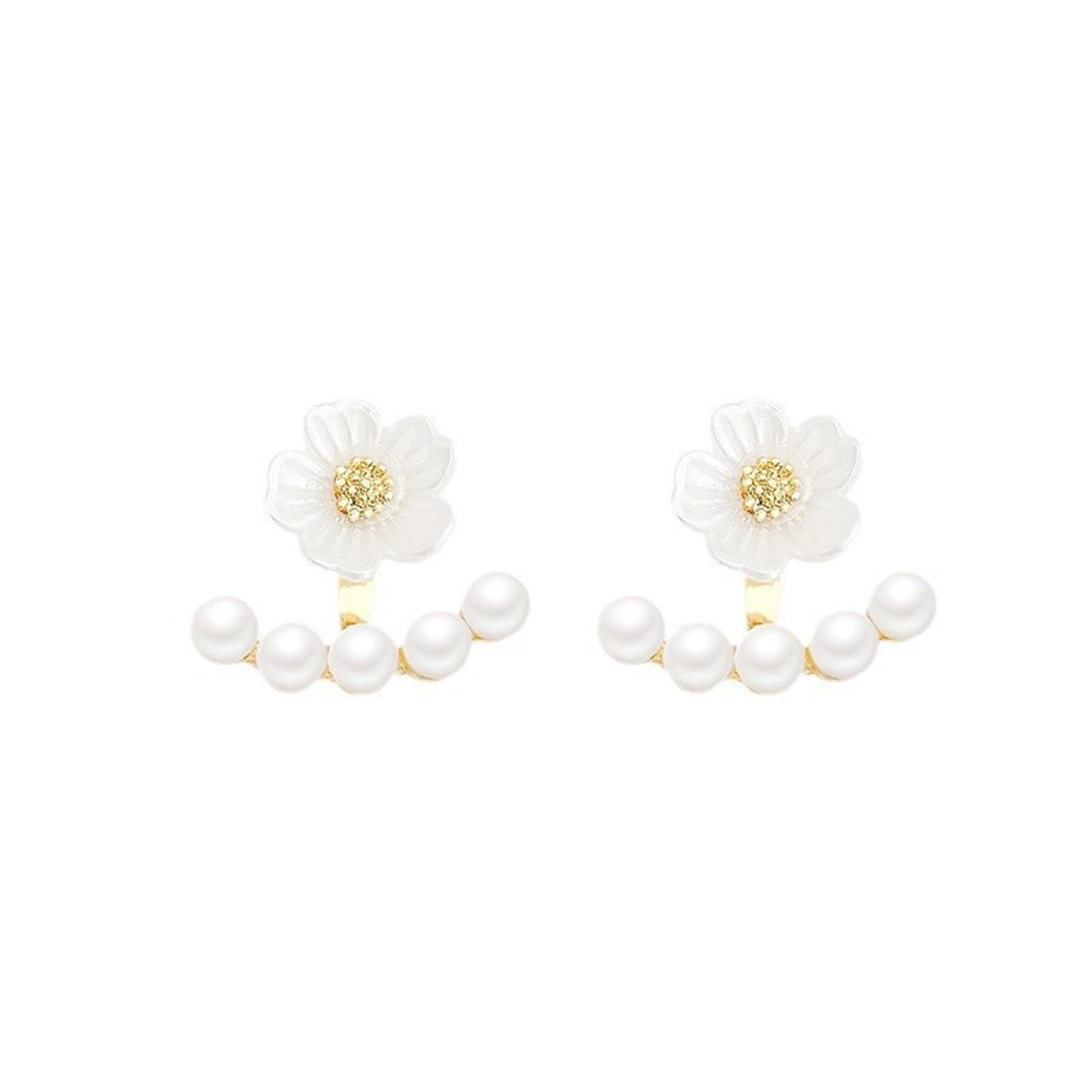 Elegant Pearl Flower Earrings For Women Floral Drop Faux Pearl Party Jewelry 4
