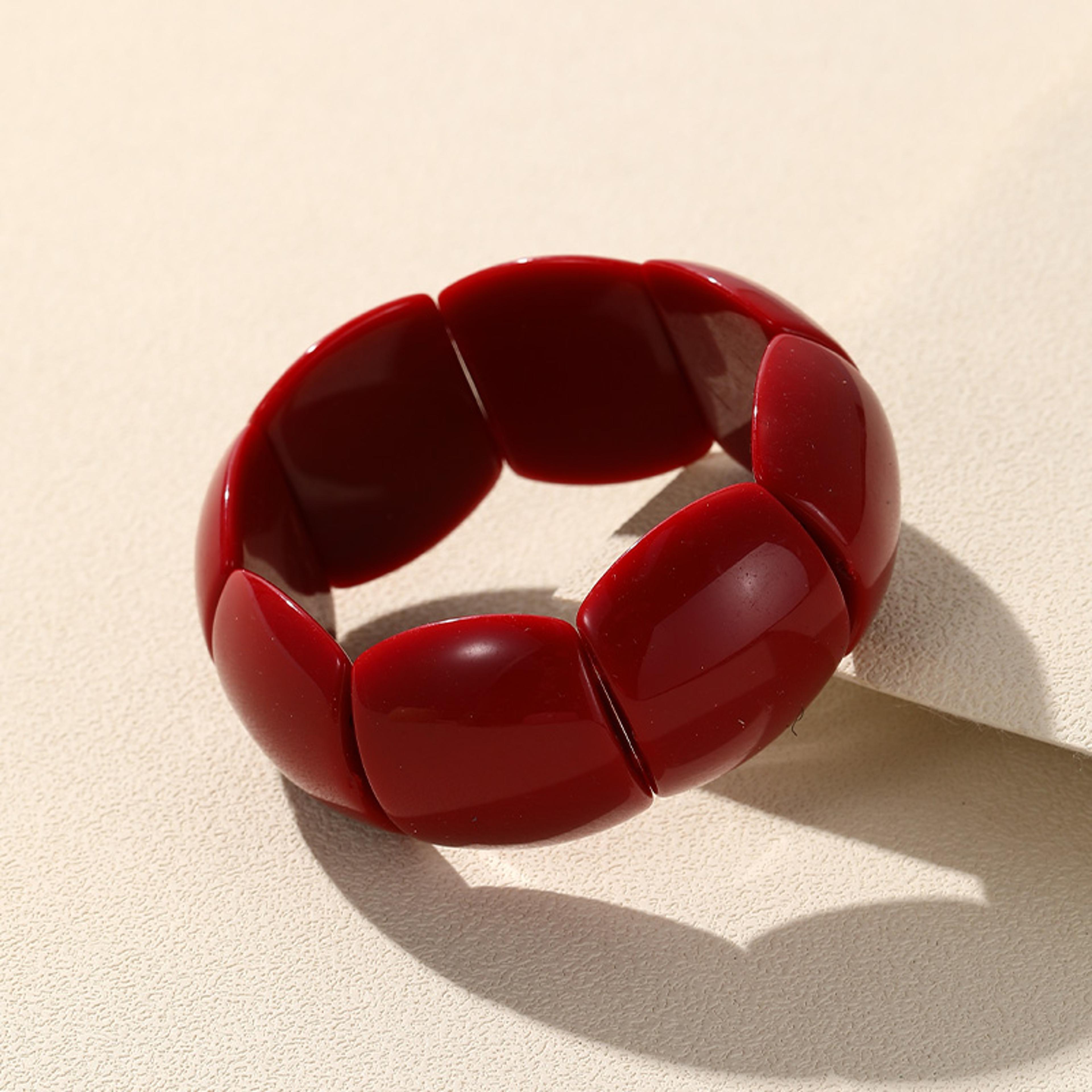 Color Pop Resin Beaded Bracelet Stretch Colorful Bangle For Women 5