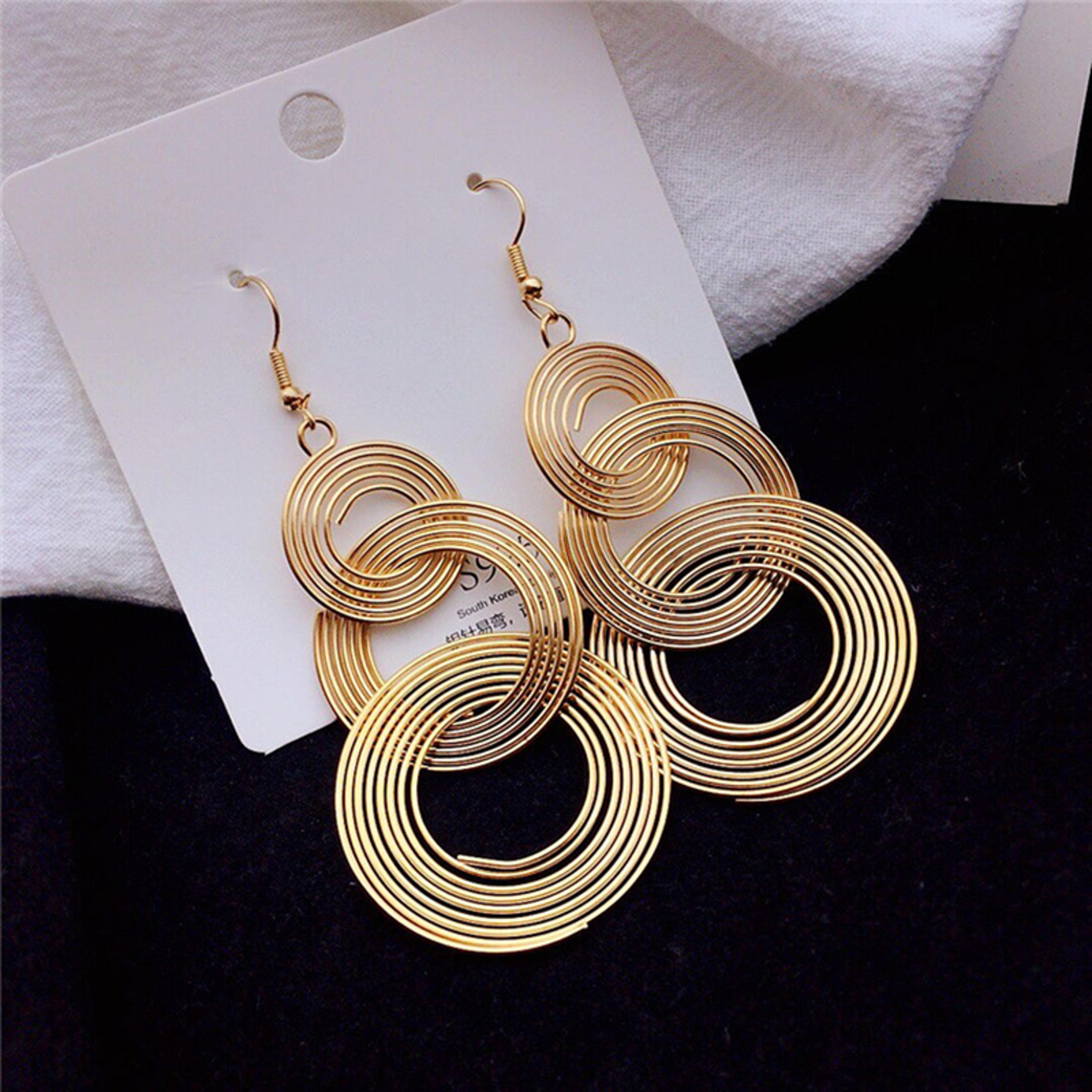 Vintage Statement Drop Earrings Geometric Round Hoop Dangle Earrings For Women 2