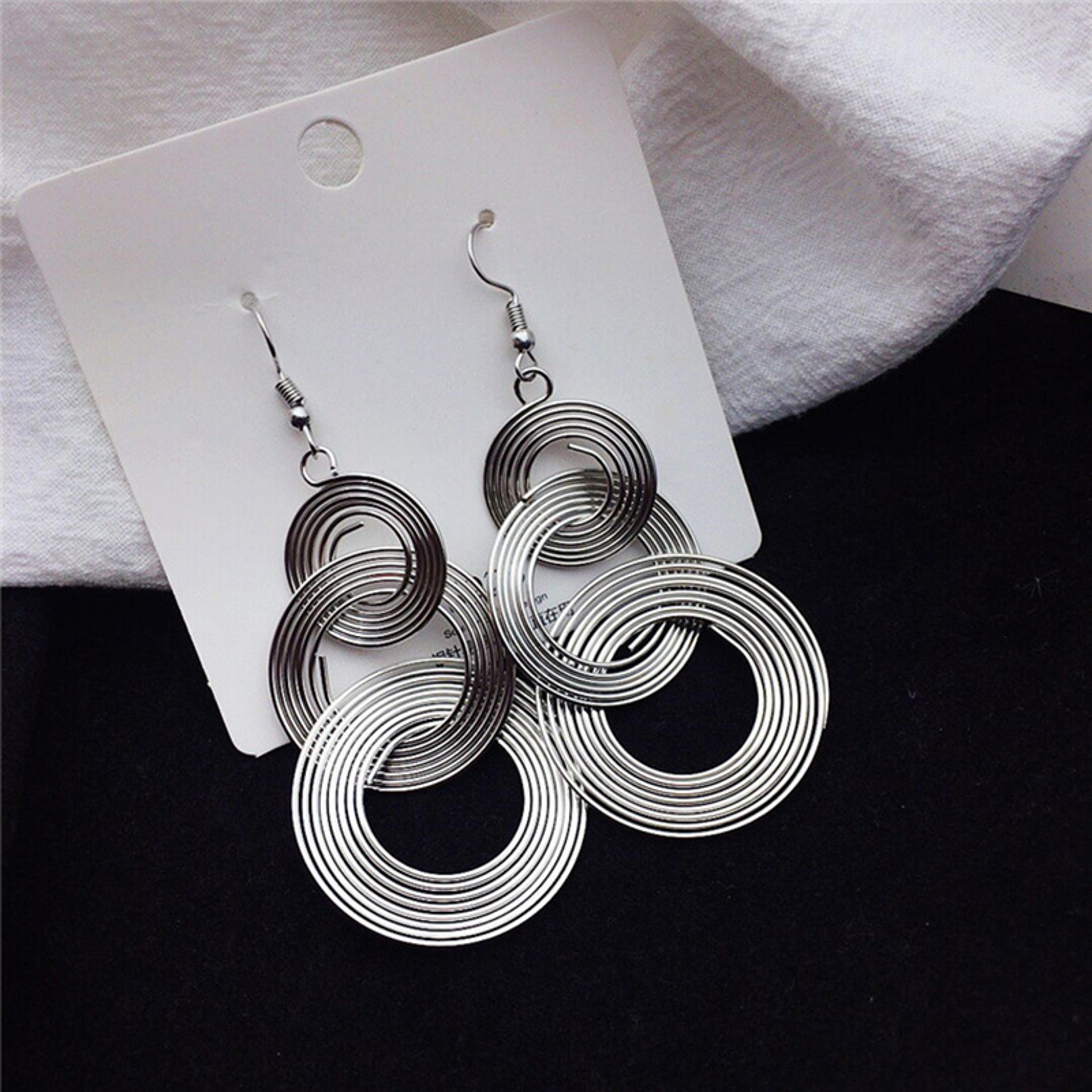 Vintage Statement Drop Earrings Geometric Round Hoop Dangle Earrings For Women 6
