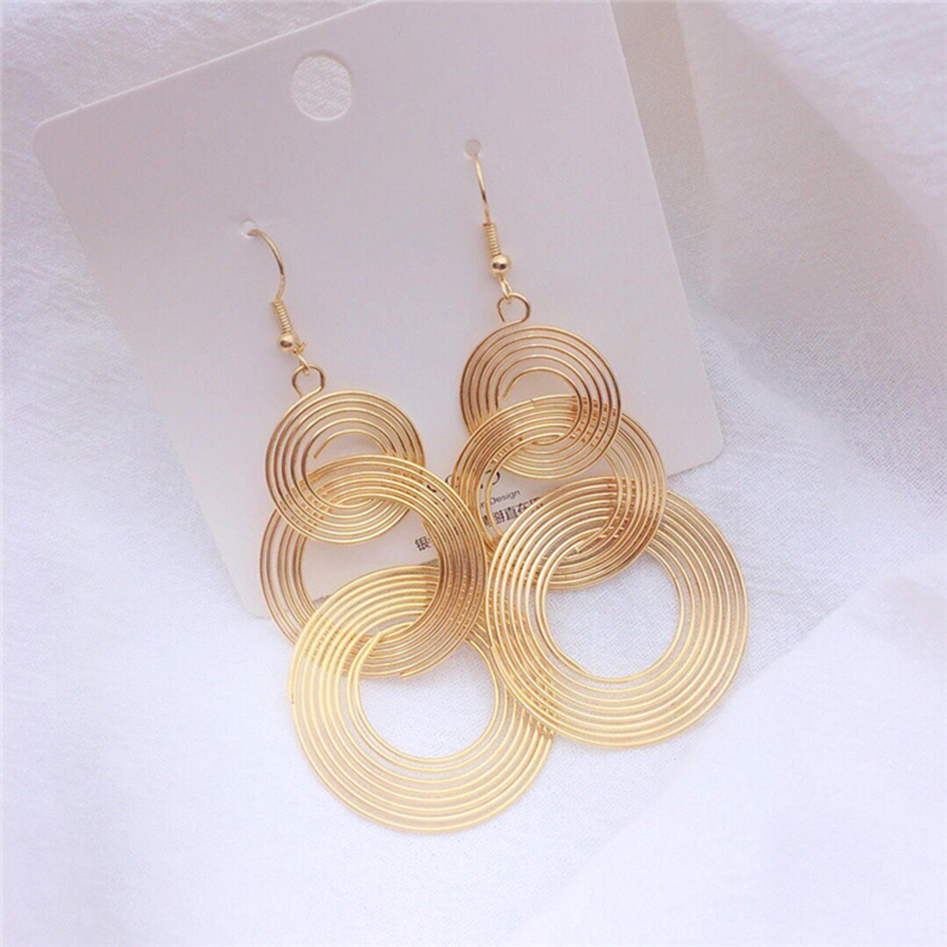 Vintage Statement Drop Earrings Geometric Round Hoop Dangle Earrings For Women 5