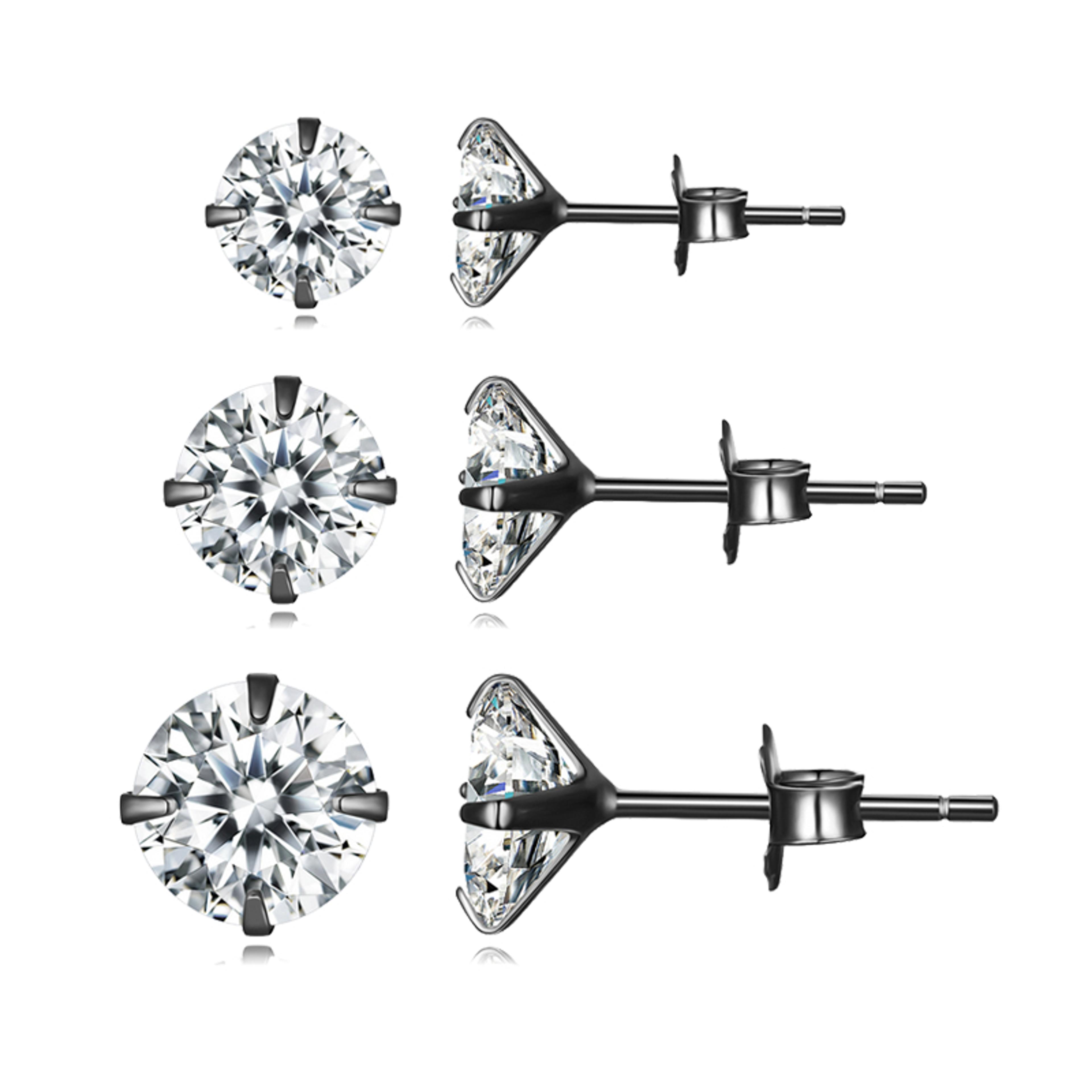 Sterling Silver Stud Earrings Set With Stones Hypoallergenic Minimalist Jewelry 6