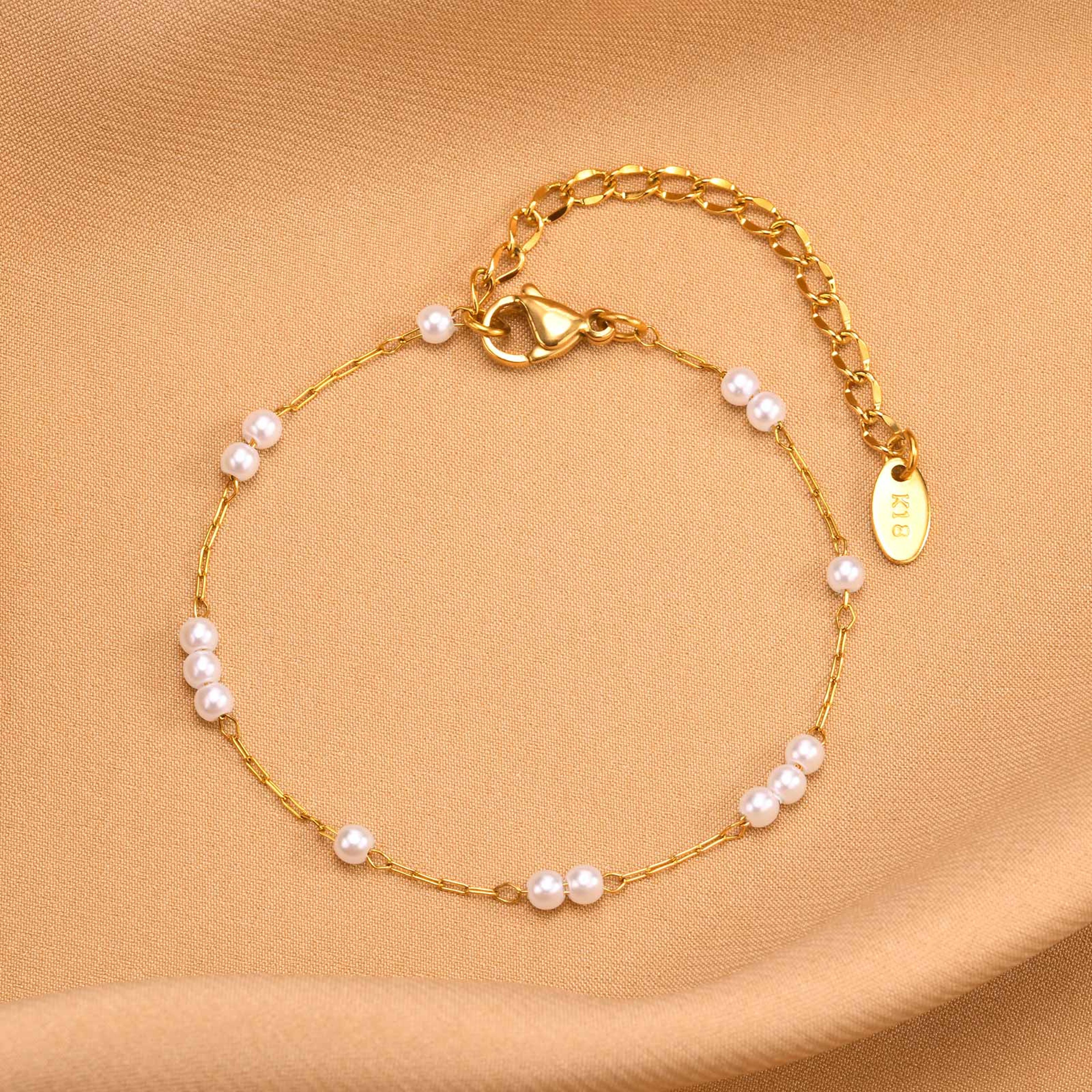 Elegant Pearl Bracelet Gold Chain Stainless Steel Bracelet For Women 1