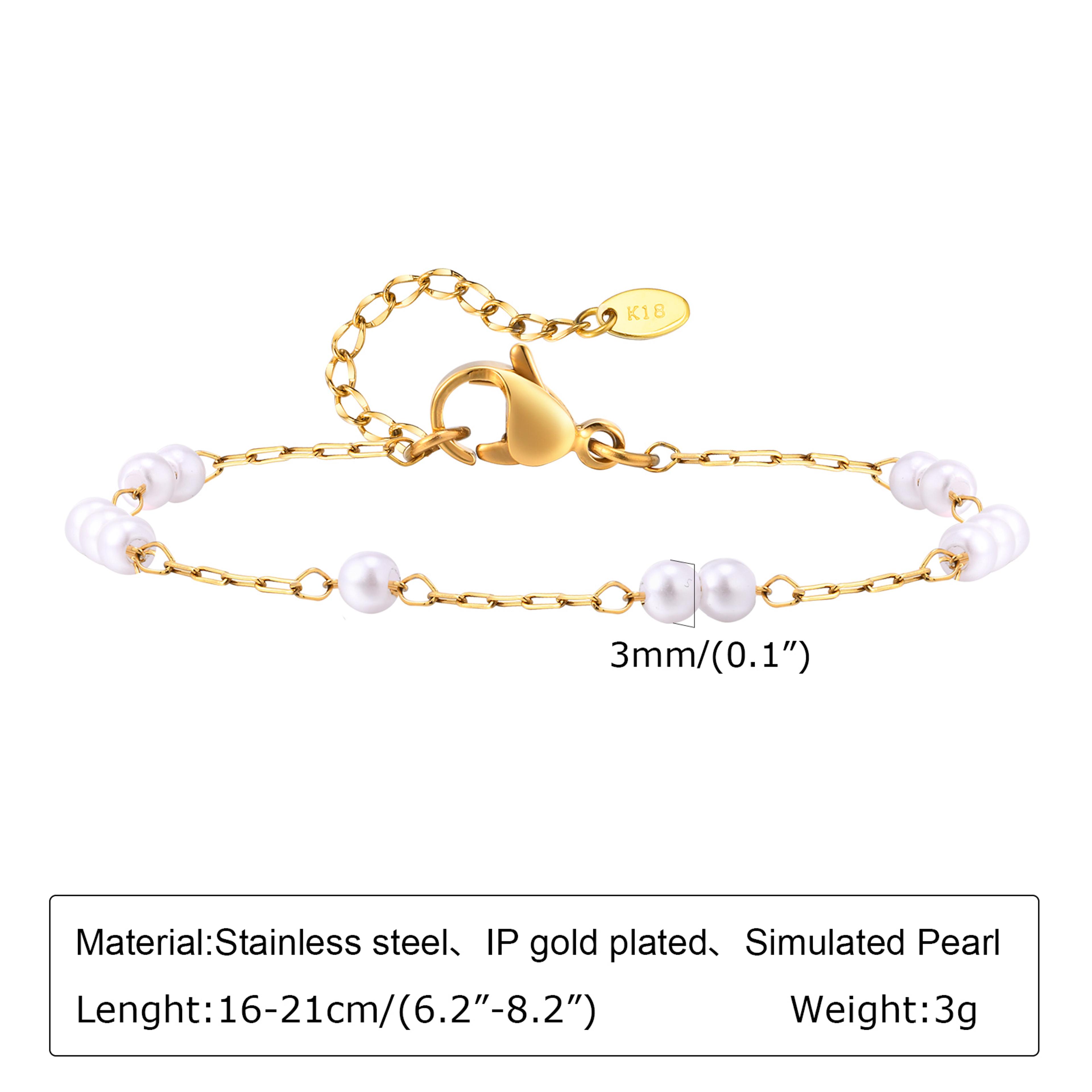 Elegant Pearl Bracelet Gold Chain Stainless Steel Bracelet For Women 5