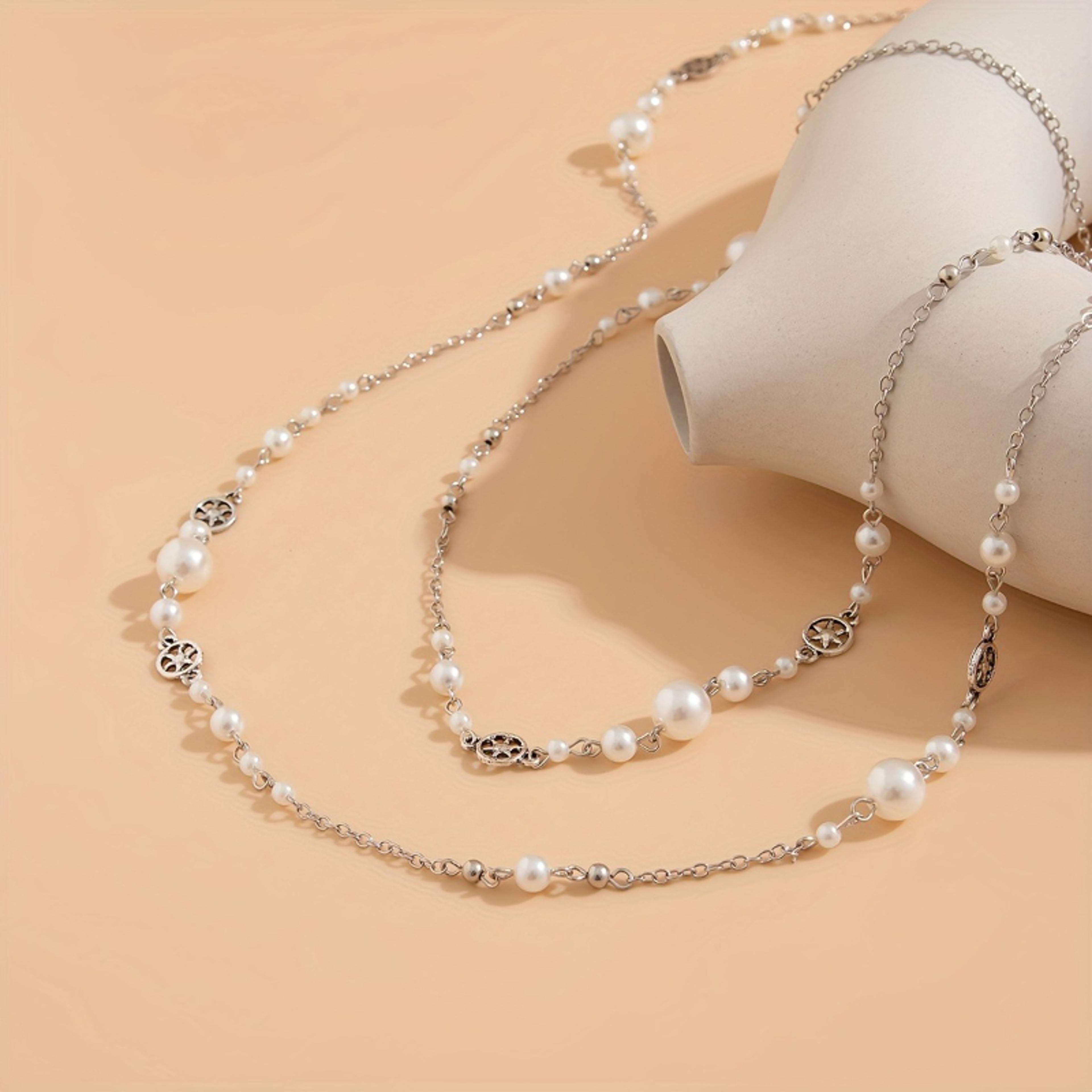 Vintage Layered Pearl Necklace With Hollow Star Pendant Double Layer Design 3