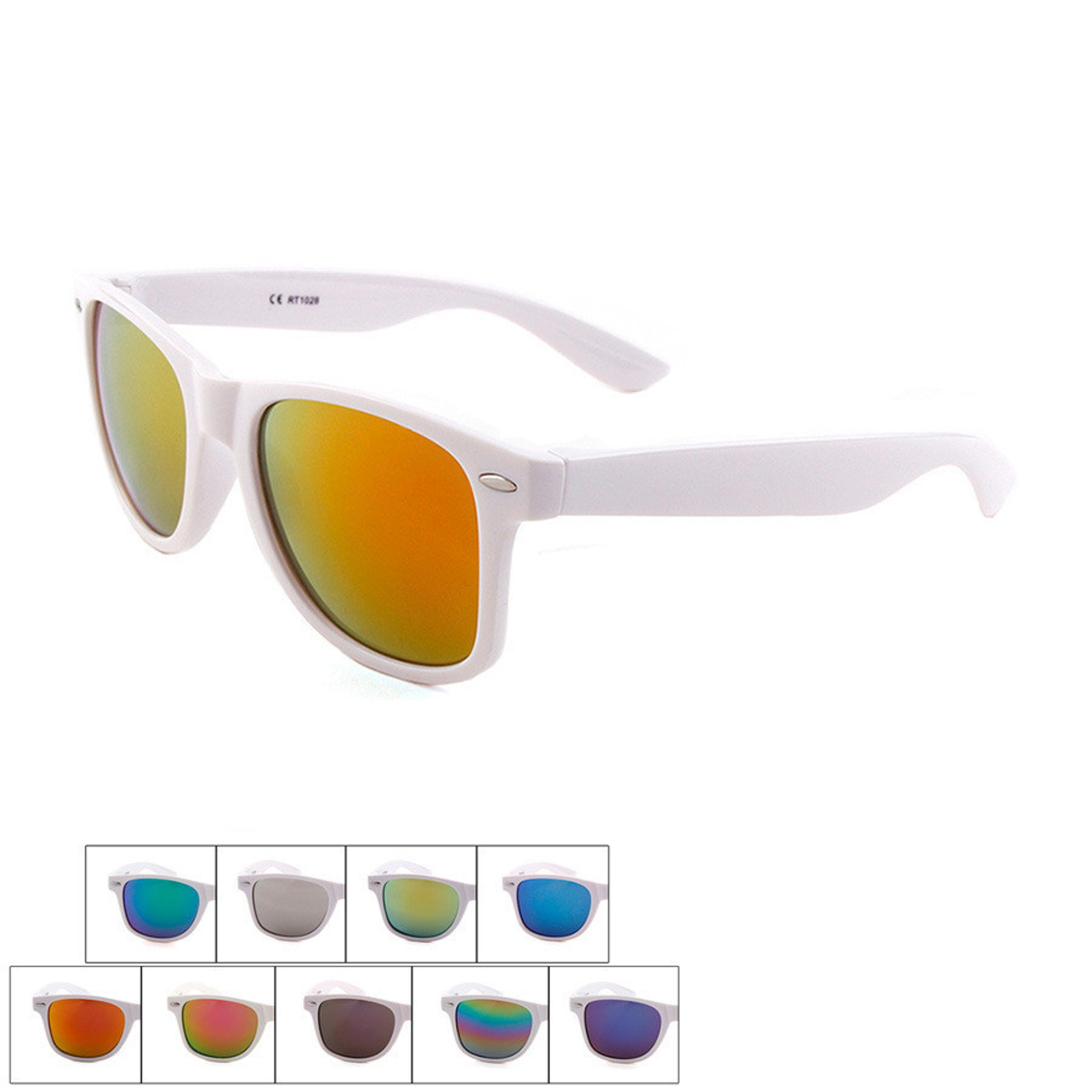 reflective mirror driving sunglasses for men & women uv protection white frame eyewear