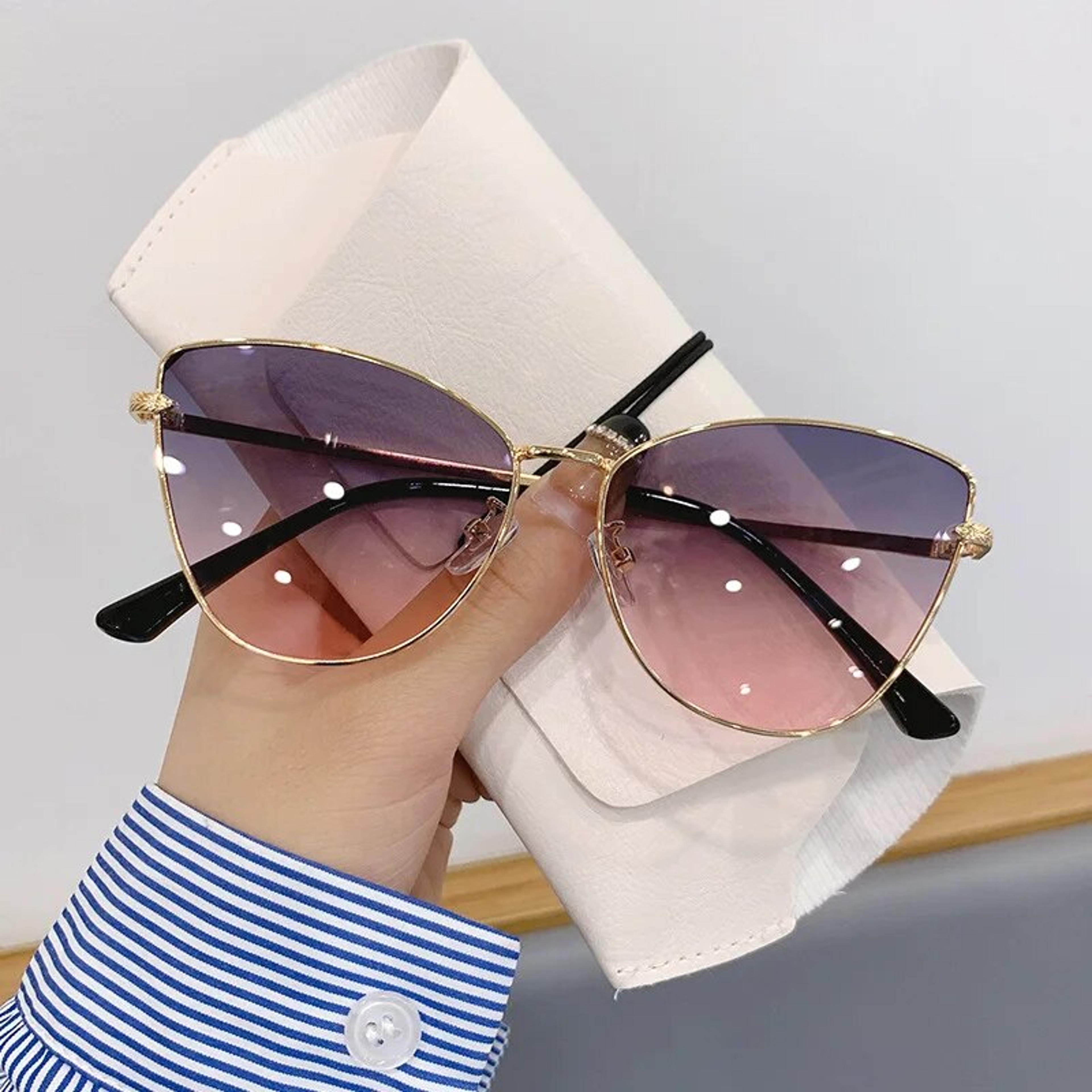 Retro Cat Eye Sunglasses For Women UV Small Metal Frame Vintage Fashion Shades 9