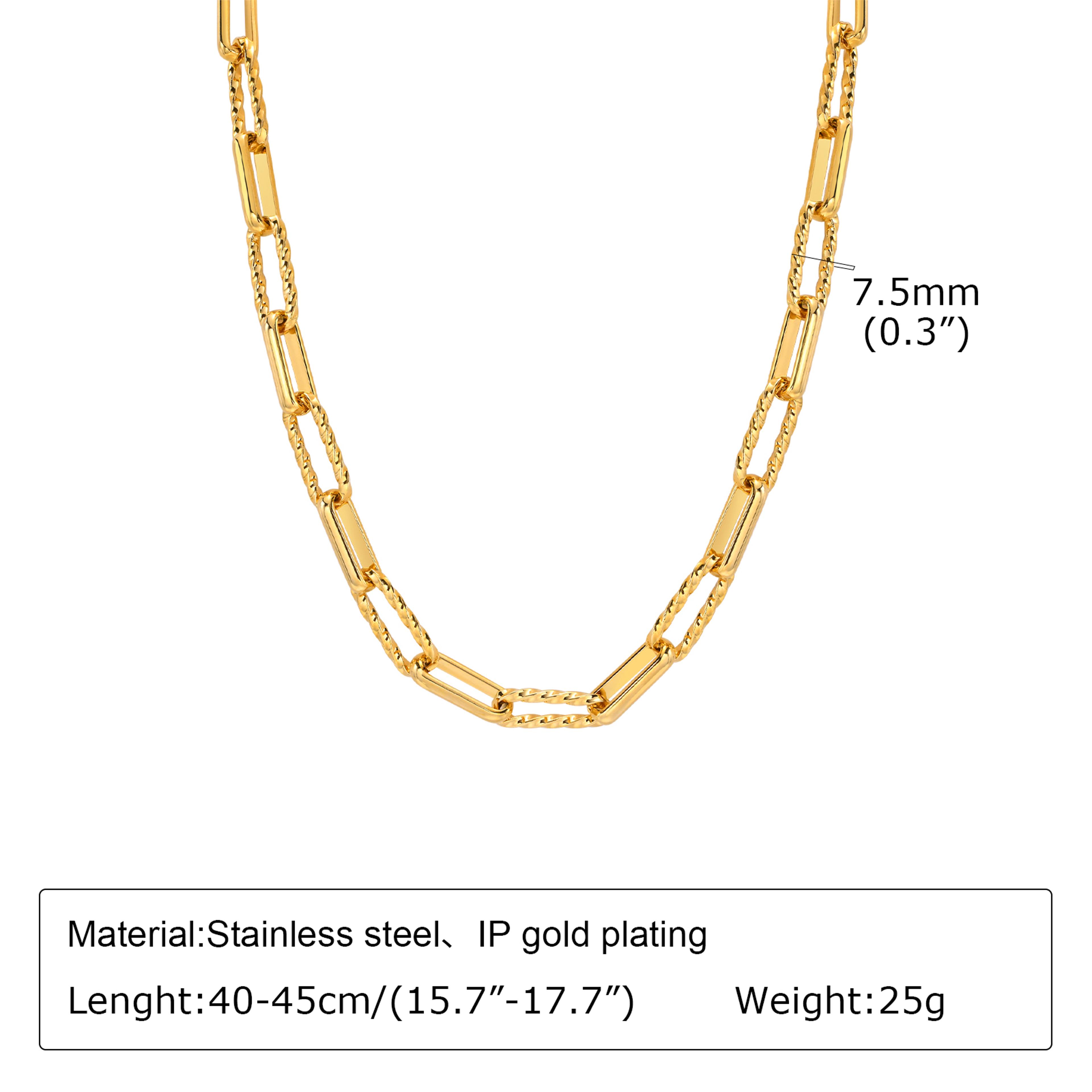 Gold Plated Stainless Steel Paperclip Bracelet For Women Adjustable Chunky Stackable Link Jewelry 16