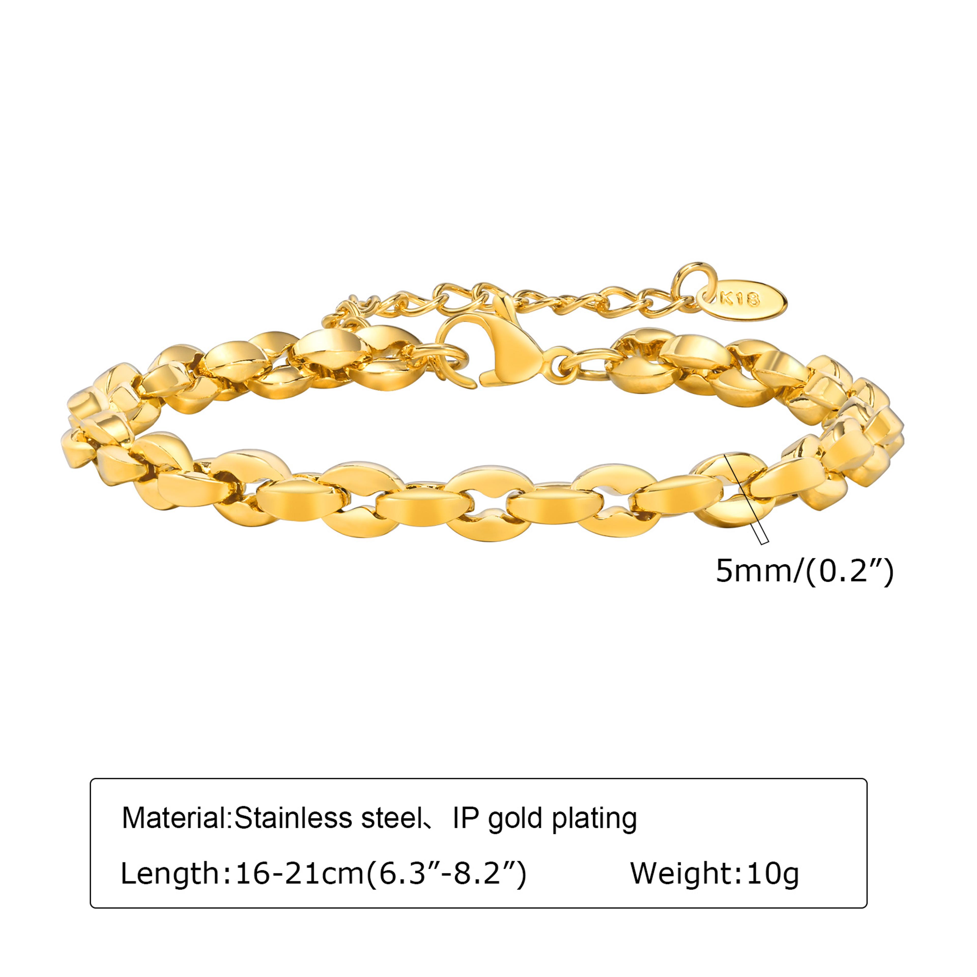 Gold Plated Stainless Steel Paperclip Bracelet For Women Adjustable Chunky Stackable Link Jewelry 19