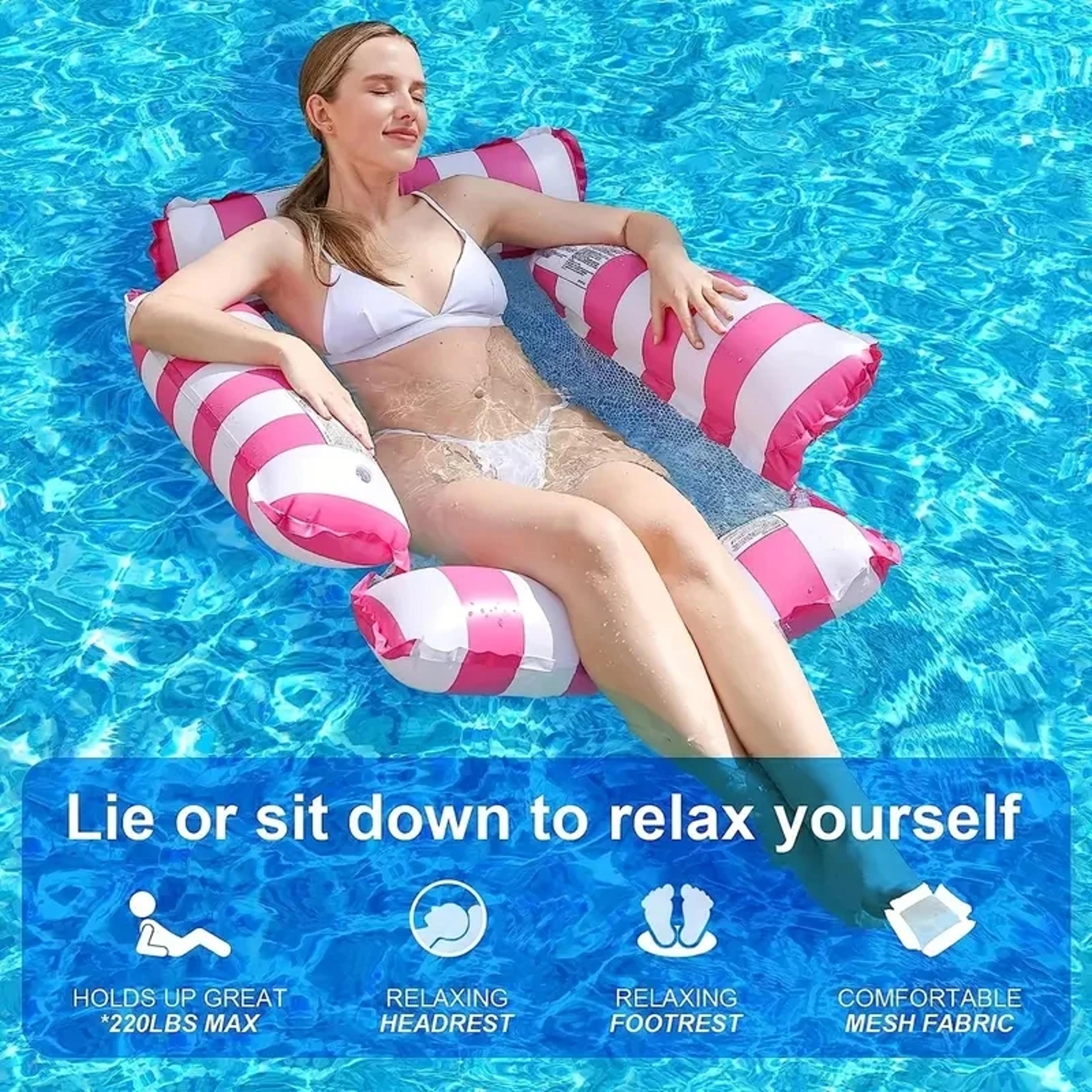 Tube Pool Hammock Float Inflatable Water Lounge For Pool Beach  Lake Relaxation 2