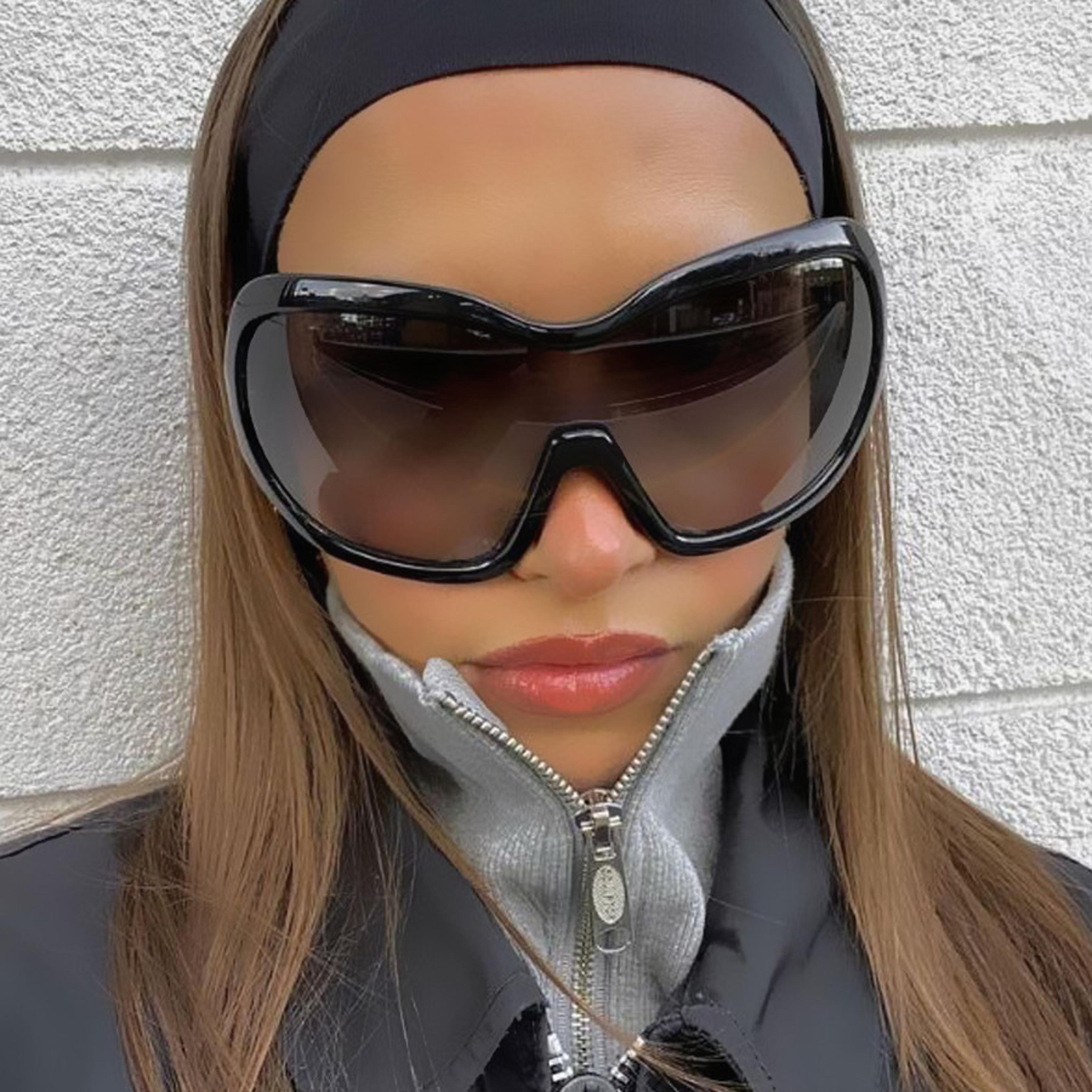 Oversized Sunglasses Vintage Square Shield Gradient Driving Shades For Women  Men 1