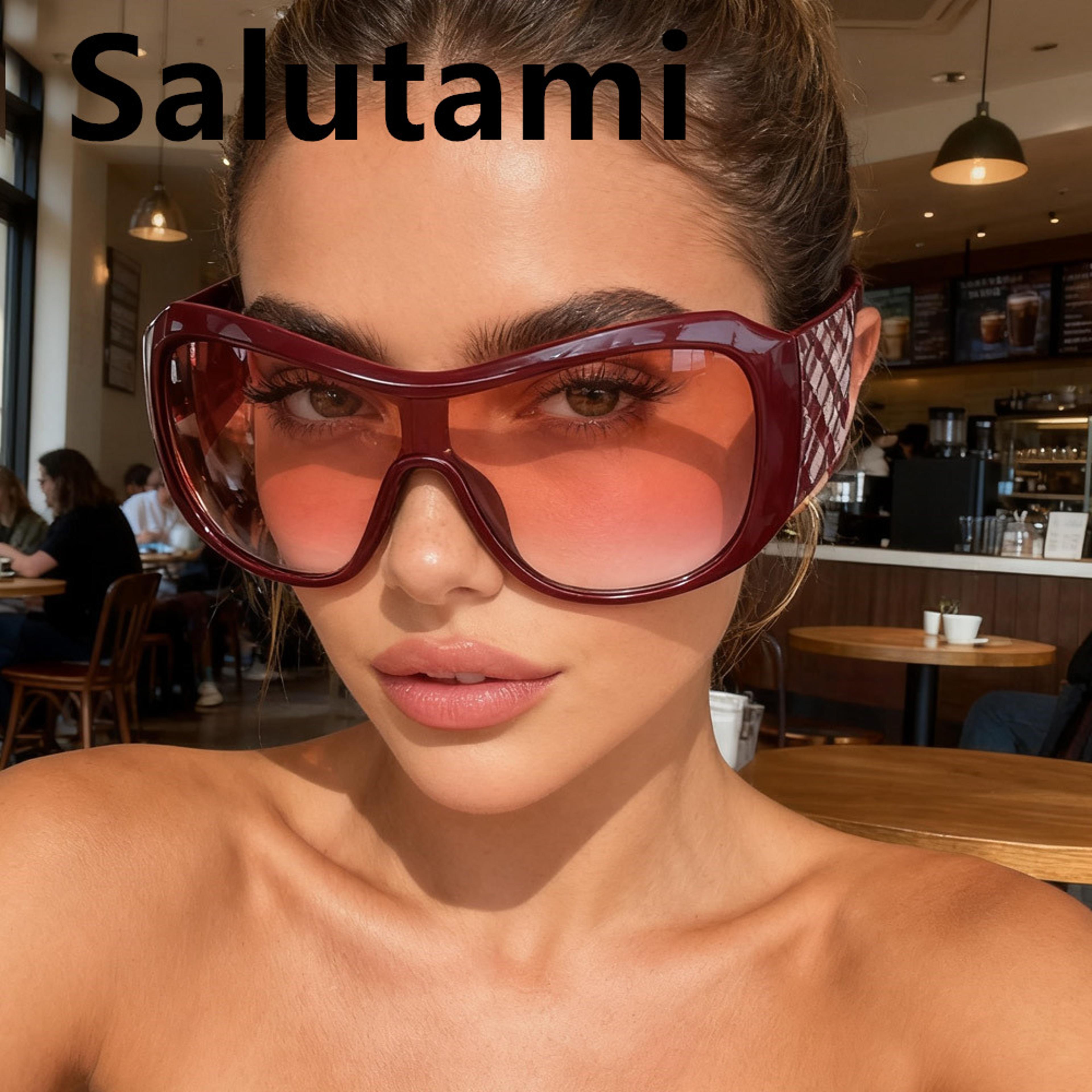 Oversized Sunglasses Vintage Square Shield Gradient Driving Shades For Women  Men 2