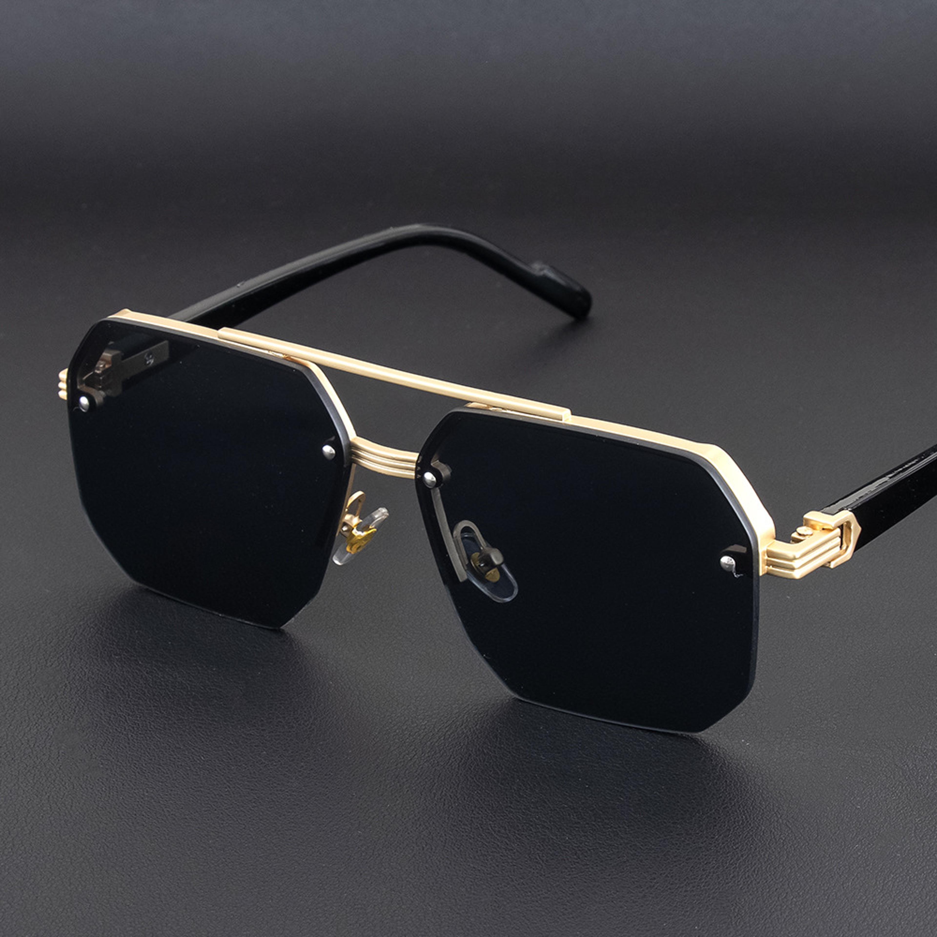 Retro Double Bridge Square Sunglasses With UV Sunglasses Protection  Gradient Metal Frame 8