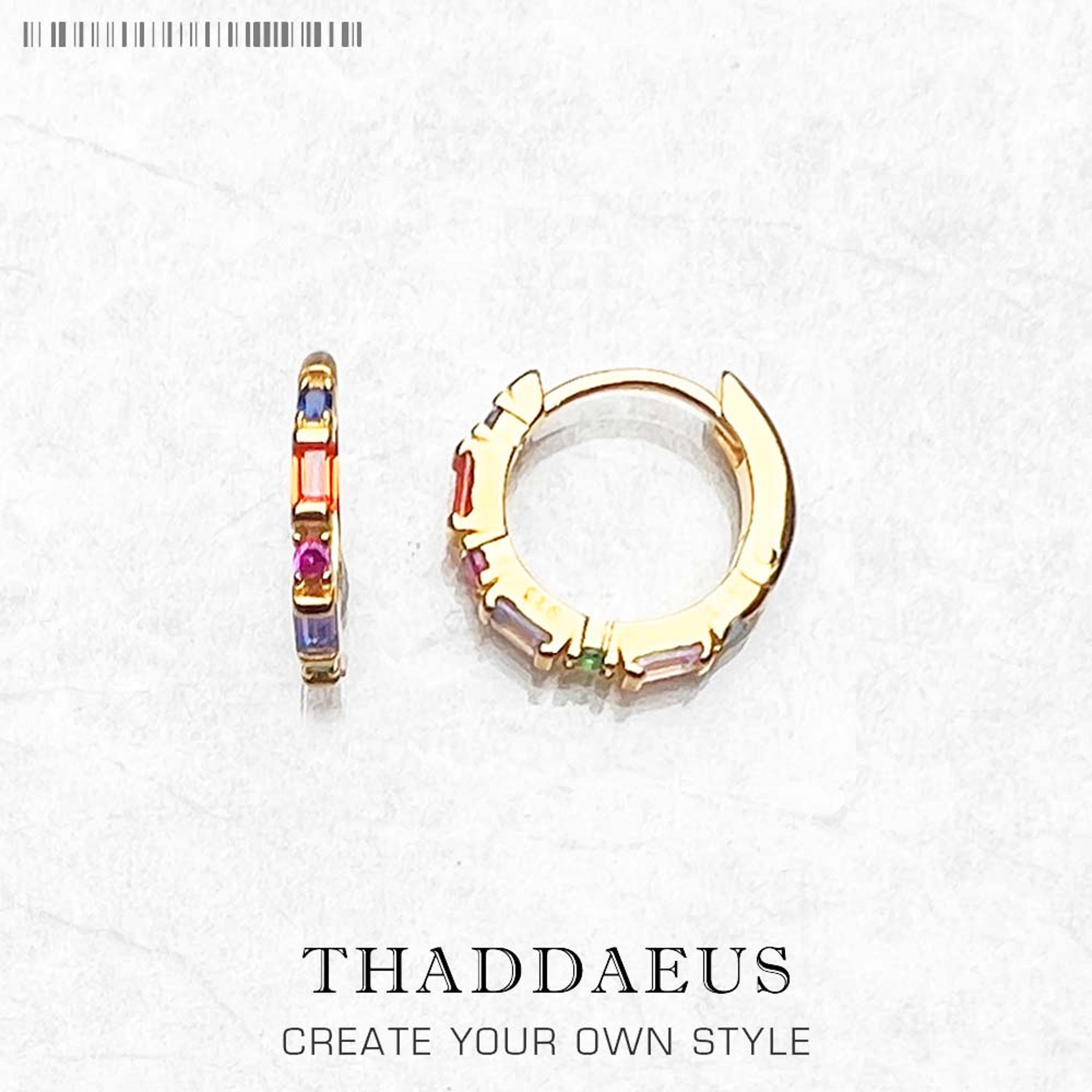 Sterling Silver Hoop Earrings With Rainbow Colorful Stones For Women 2