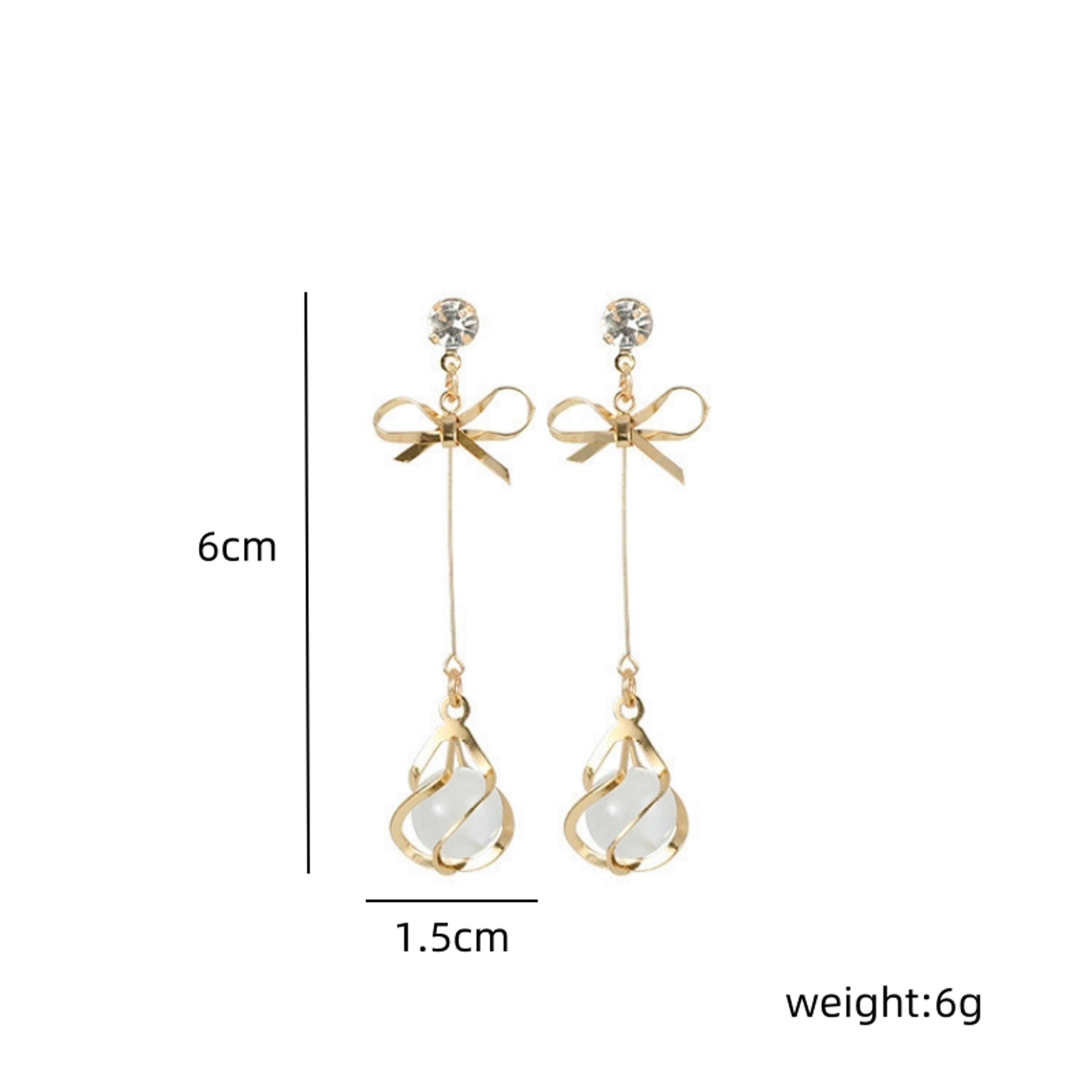 Elegant Bow Knot Earrings With Opal Crystal Dangle For Women Fashion Jewelry 1