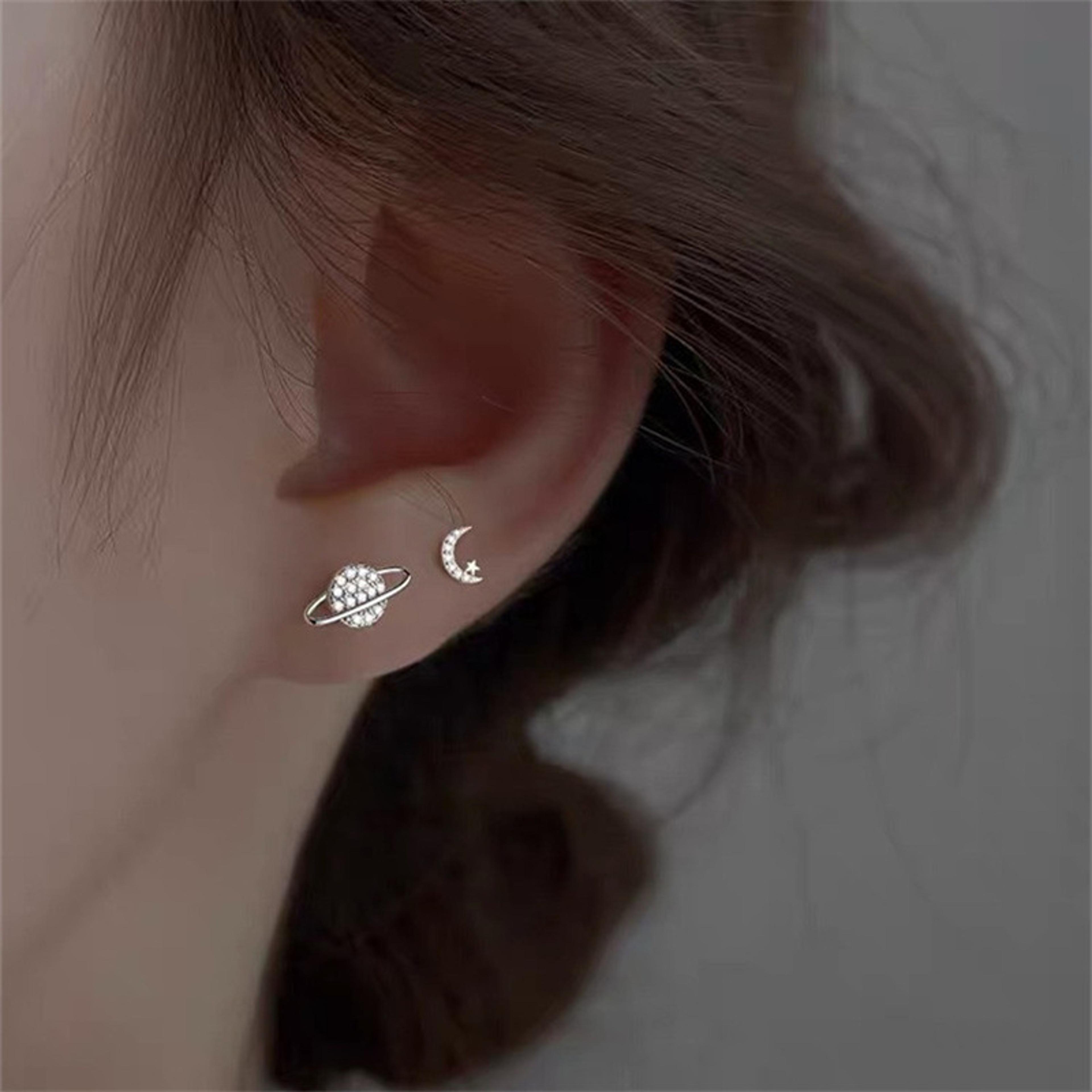 Sparkling Star Hoop Earrings With Rhinestone Tassel Geometric Design For Women 8