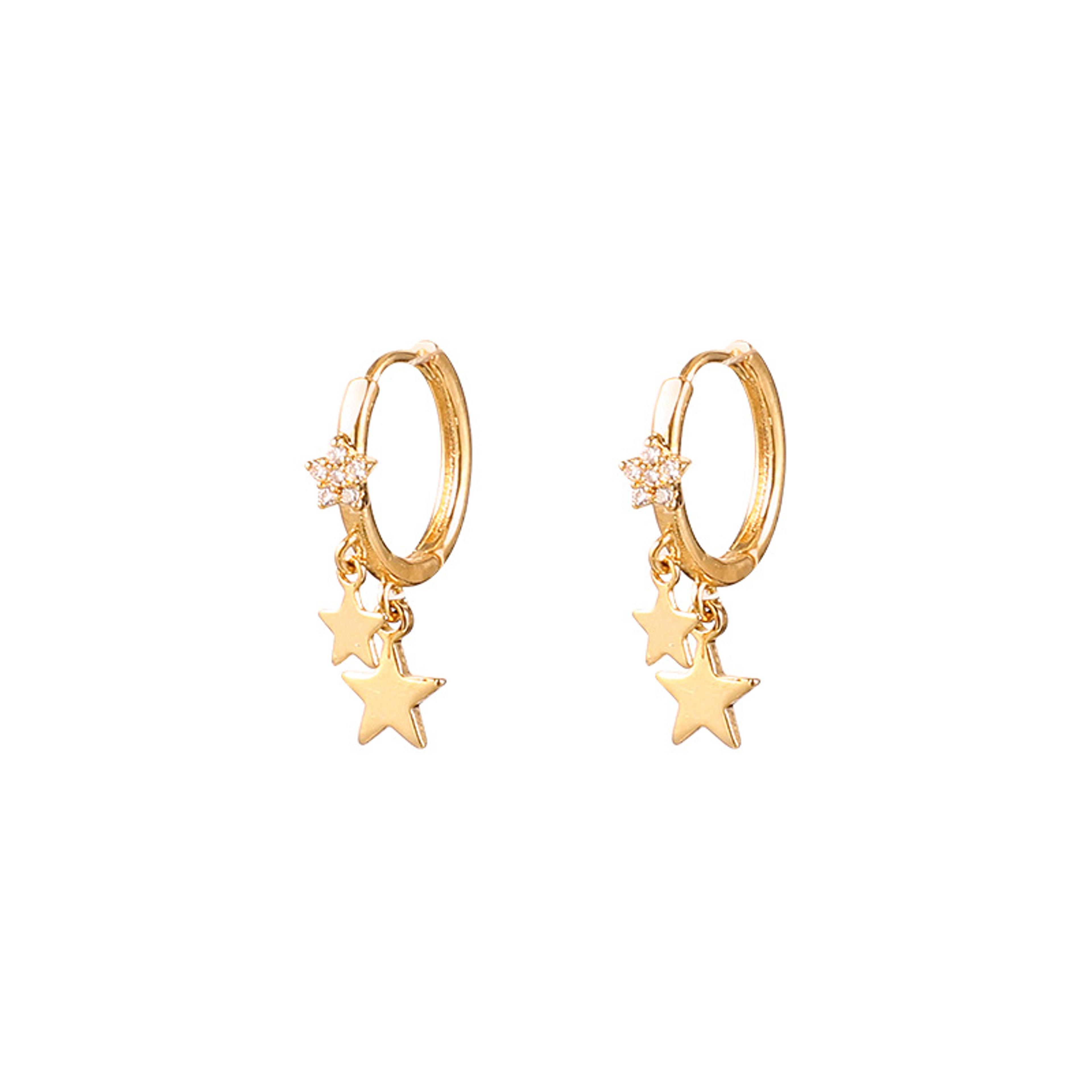 Sparkling Star Hoop Earrings With Rhinestone Tassel Geometric Design For Women 5
