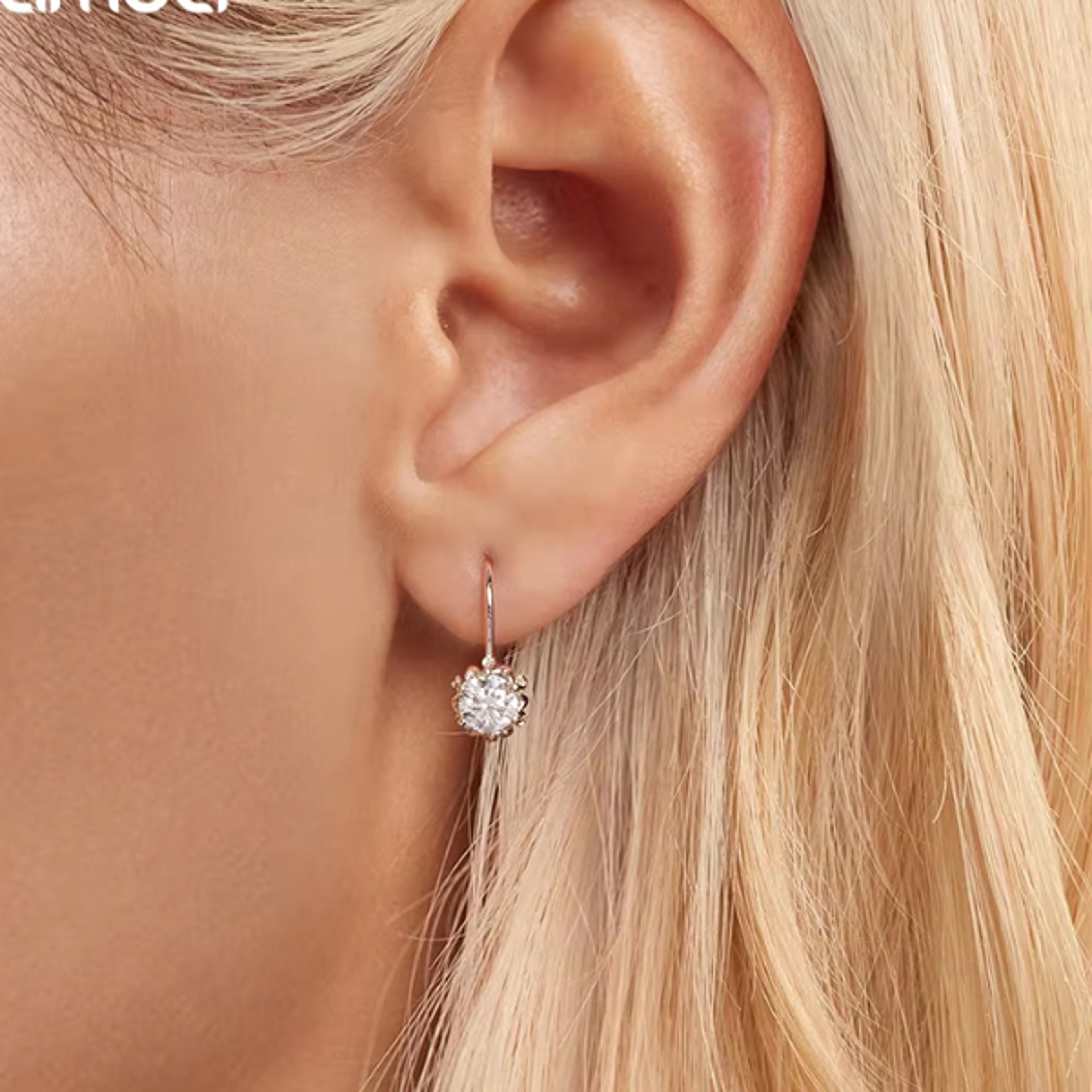 Moissanite Earrings in Sterling Silver Flower Studs for Women