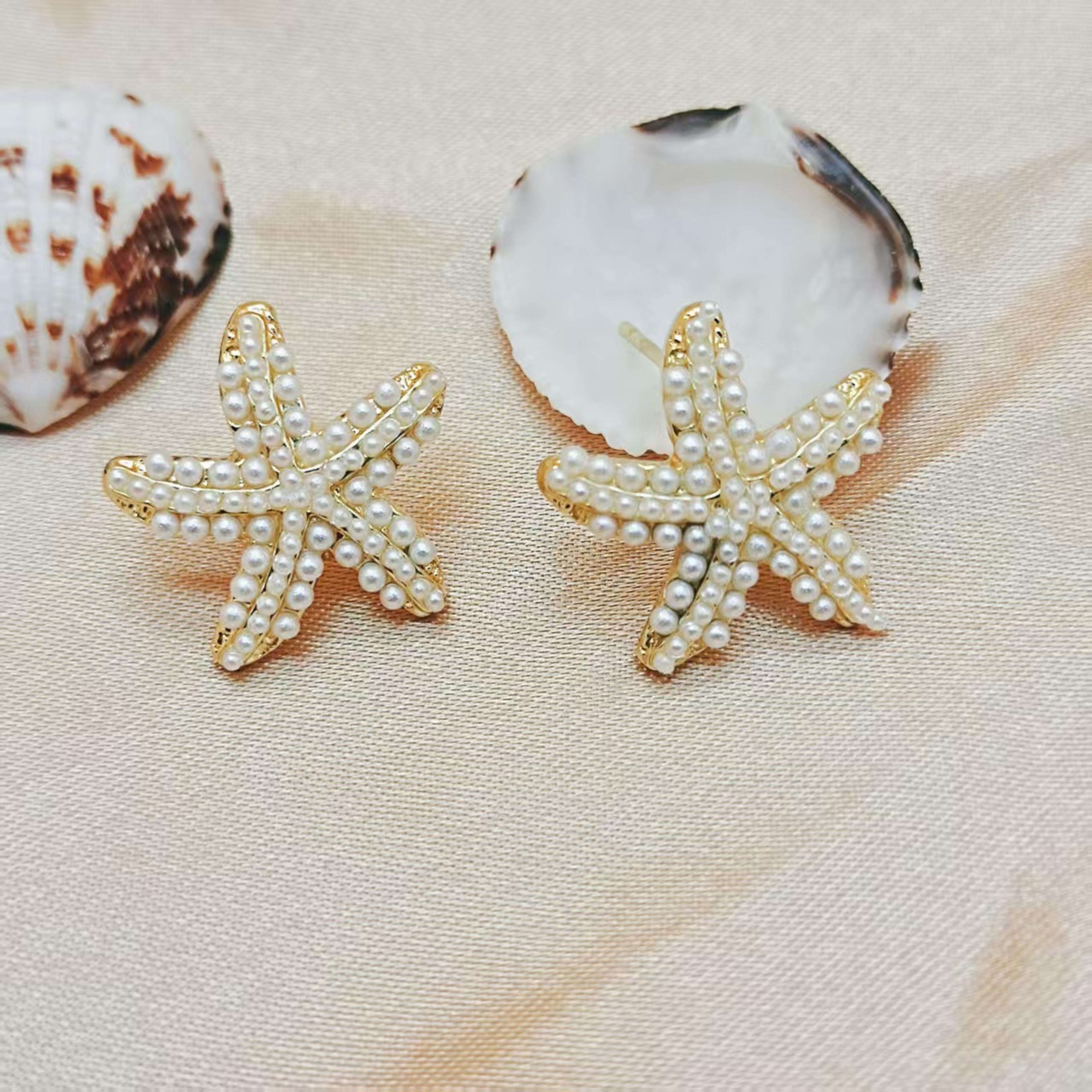 Elegant Starfish Stud Earrings Gold Beach Jewelry For Women 3
