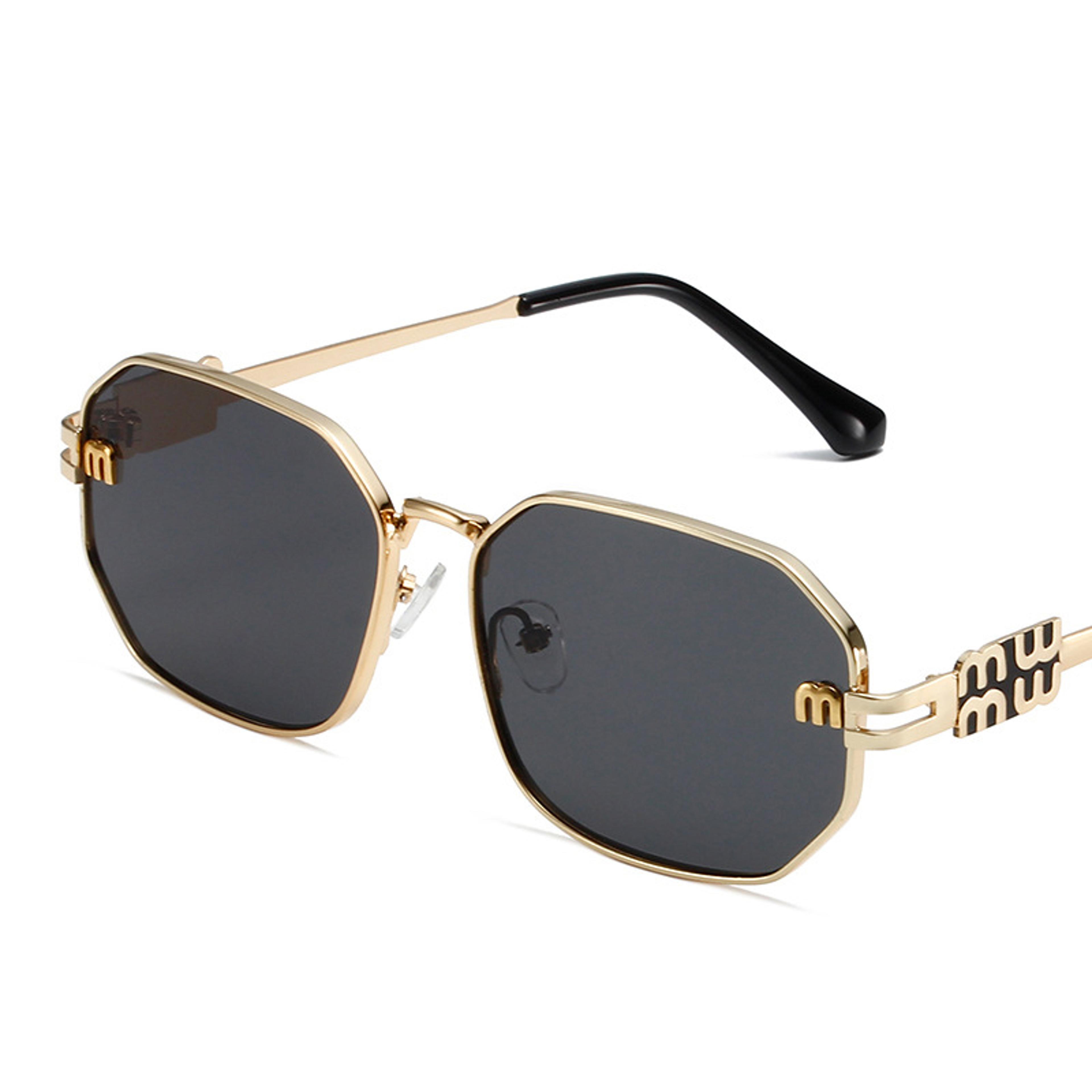 vintage rectangle sunglasses with protection metal frame designer eyewear