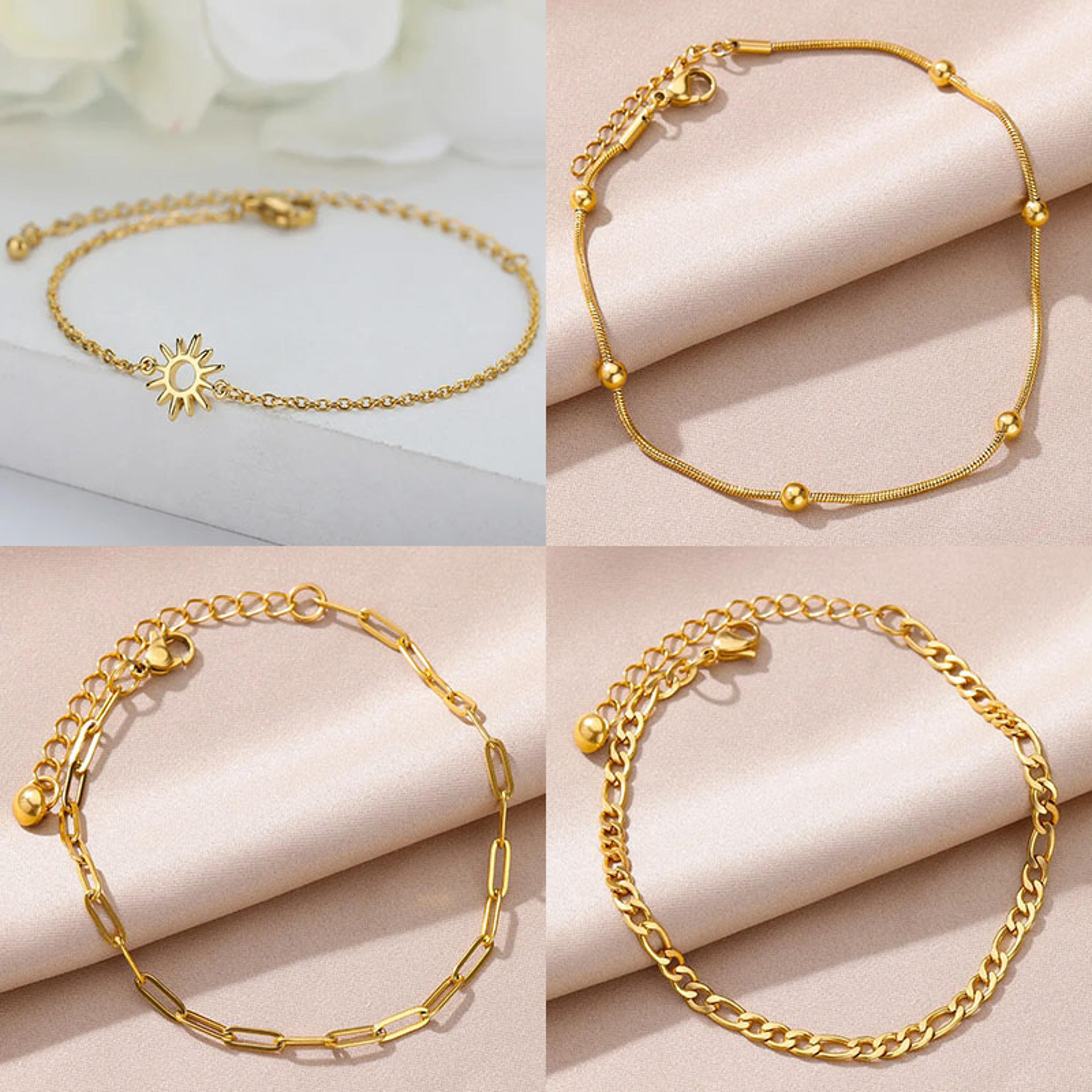 Vintage Sunflower Bracelet  Boho Anklet Stainless Steel Chain For Women  Men 1