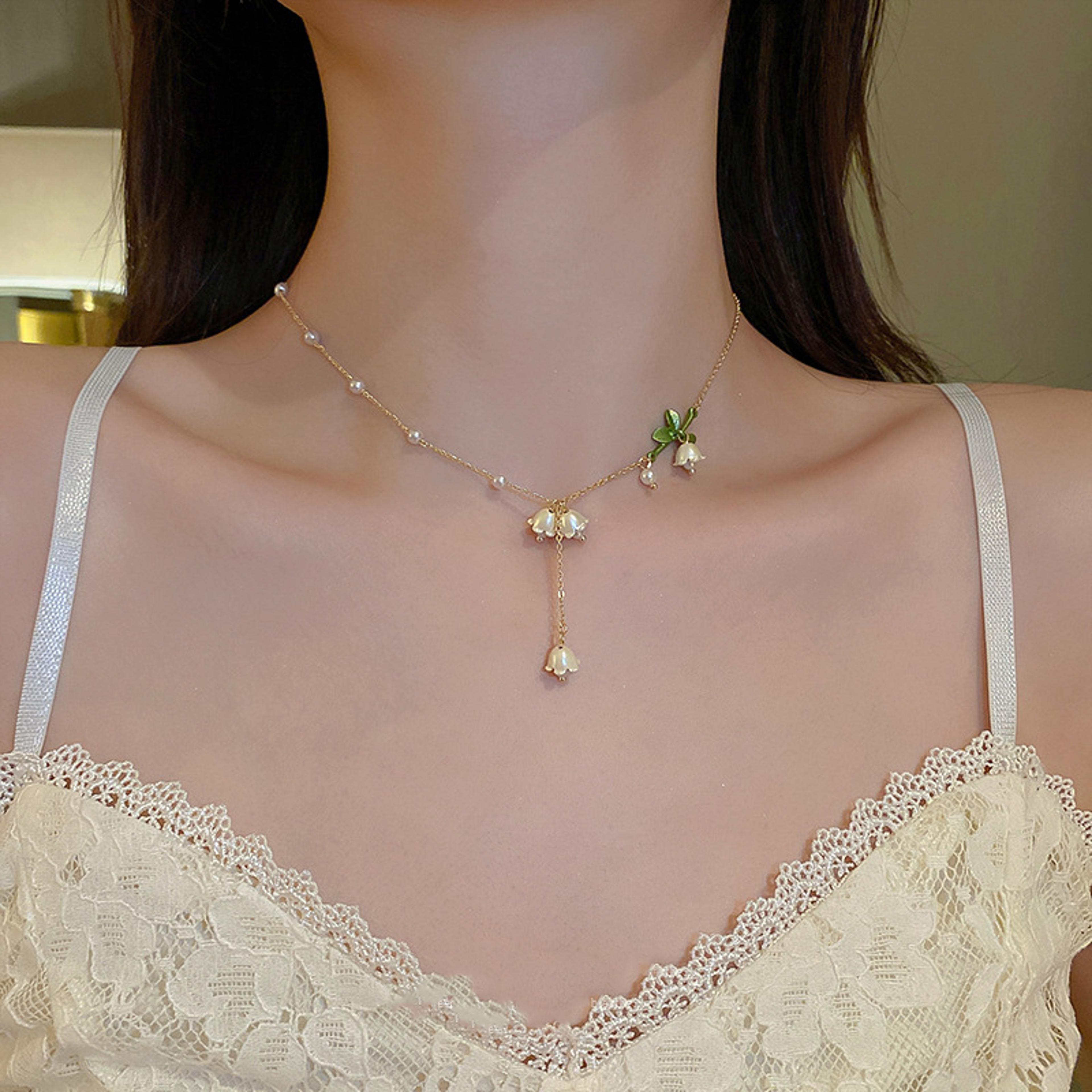 Elegant Lily Of The Valley Earrings With Pearl Drop Floral Ear Hooks For Women 8
