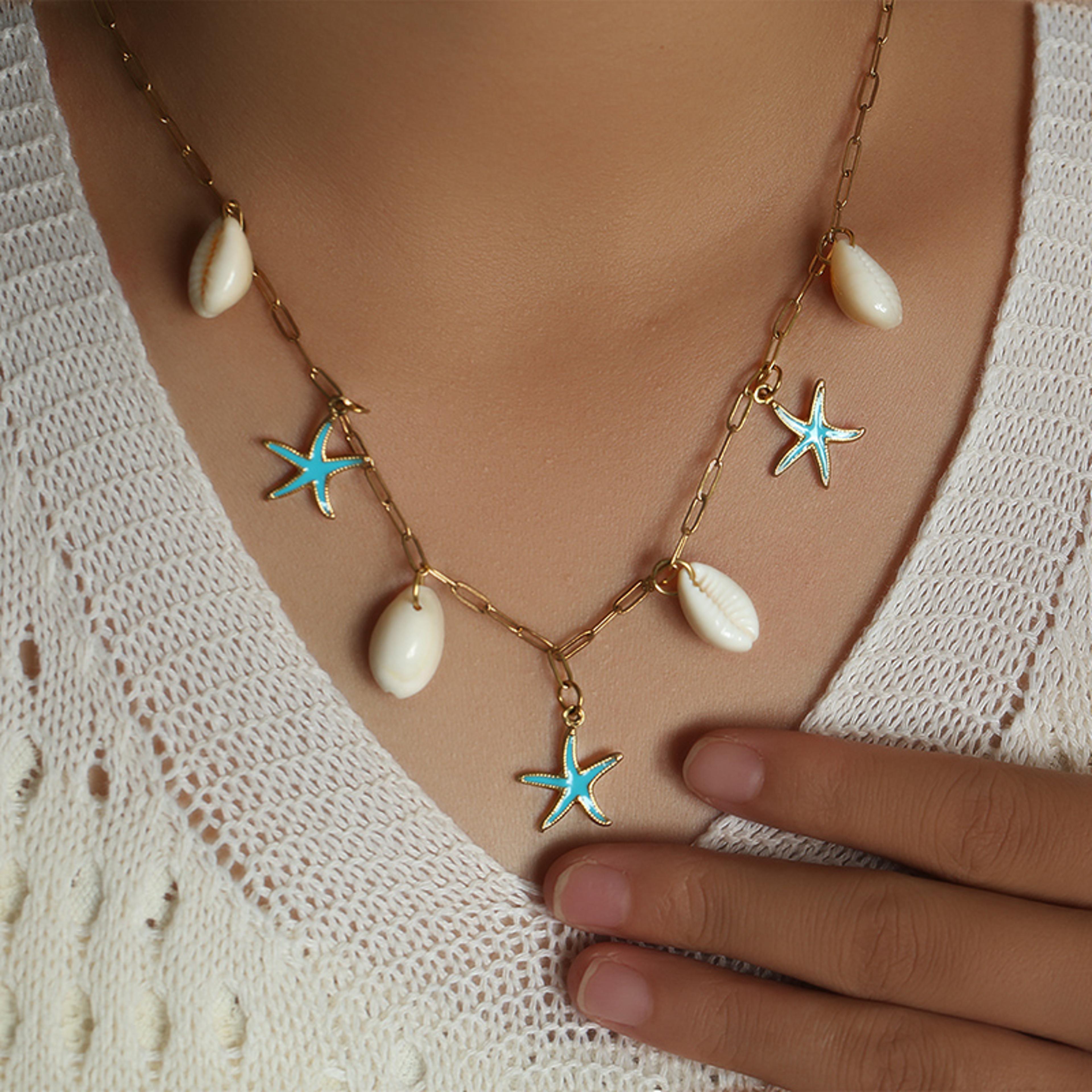 Ocean Bliss Starfish Shell Necklace Stainless Steel Necklace For Beach  Everyday Style 2