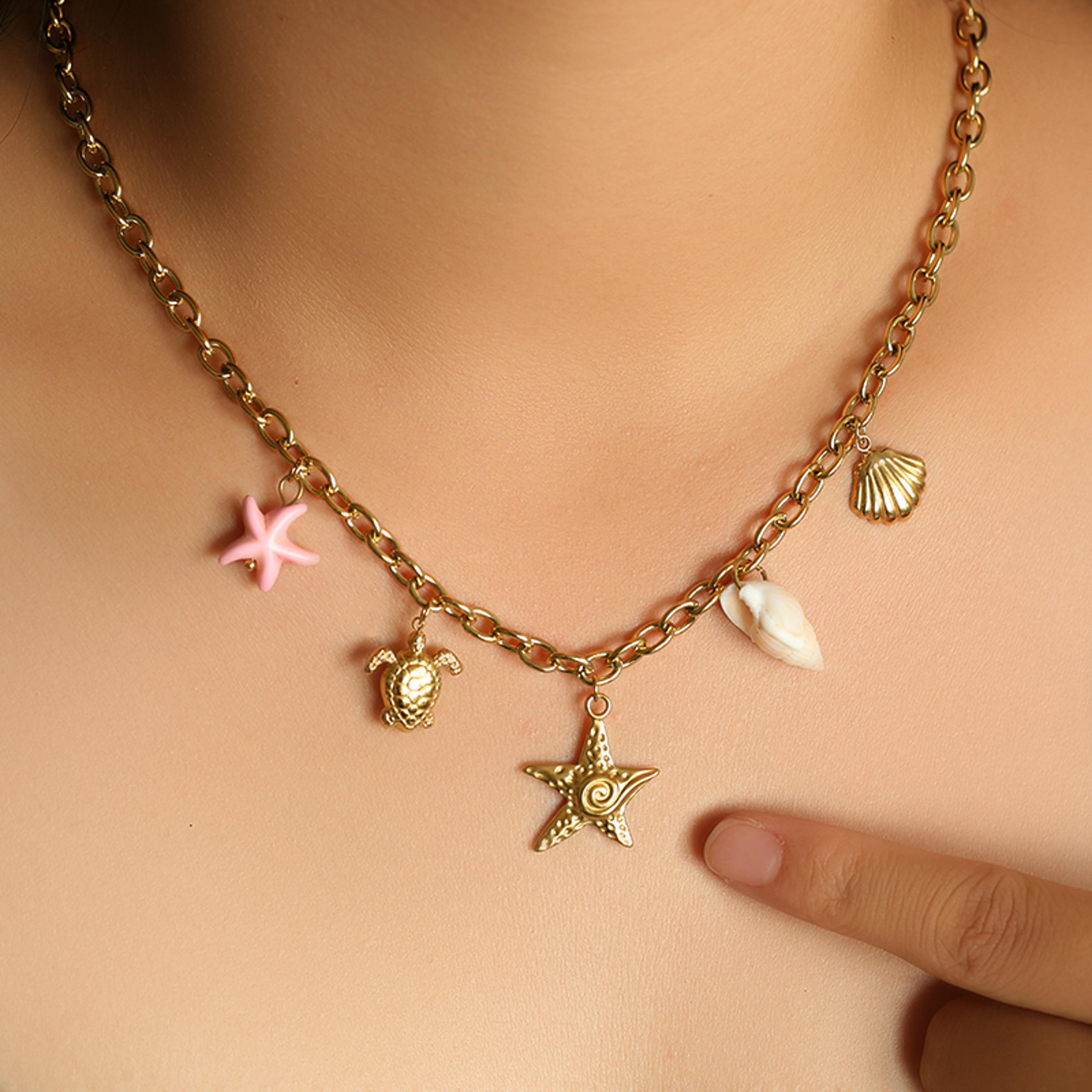 Ocean Bliss Starfish Shell Necklace Stainless Steel Necklace For Beach  Everyday Style 3