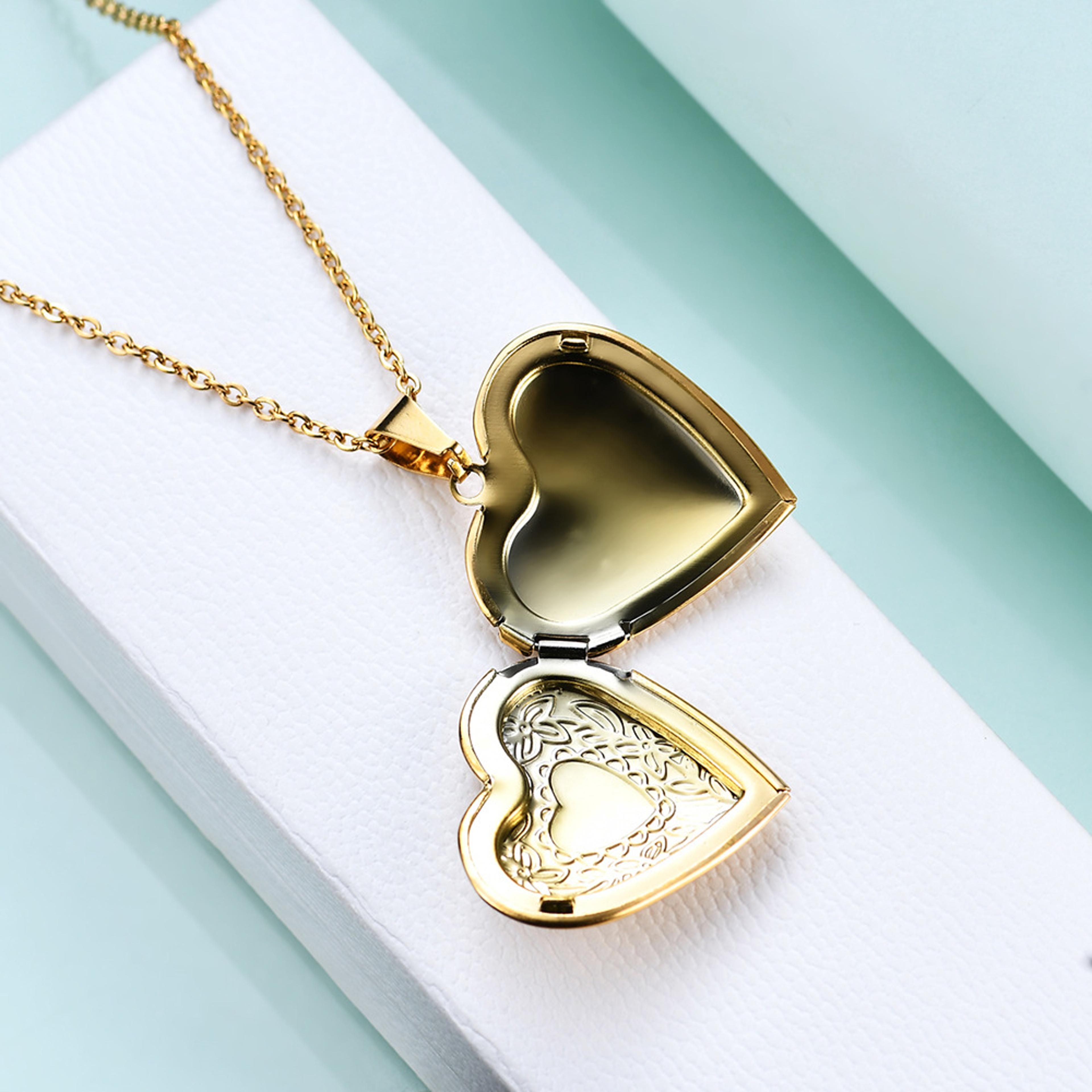Heart Lock Photo Pendant Necklace Stainless Steel Waterproof Locket Gift For Women 2