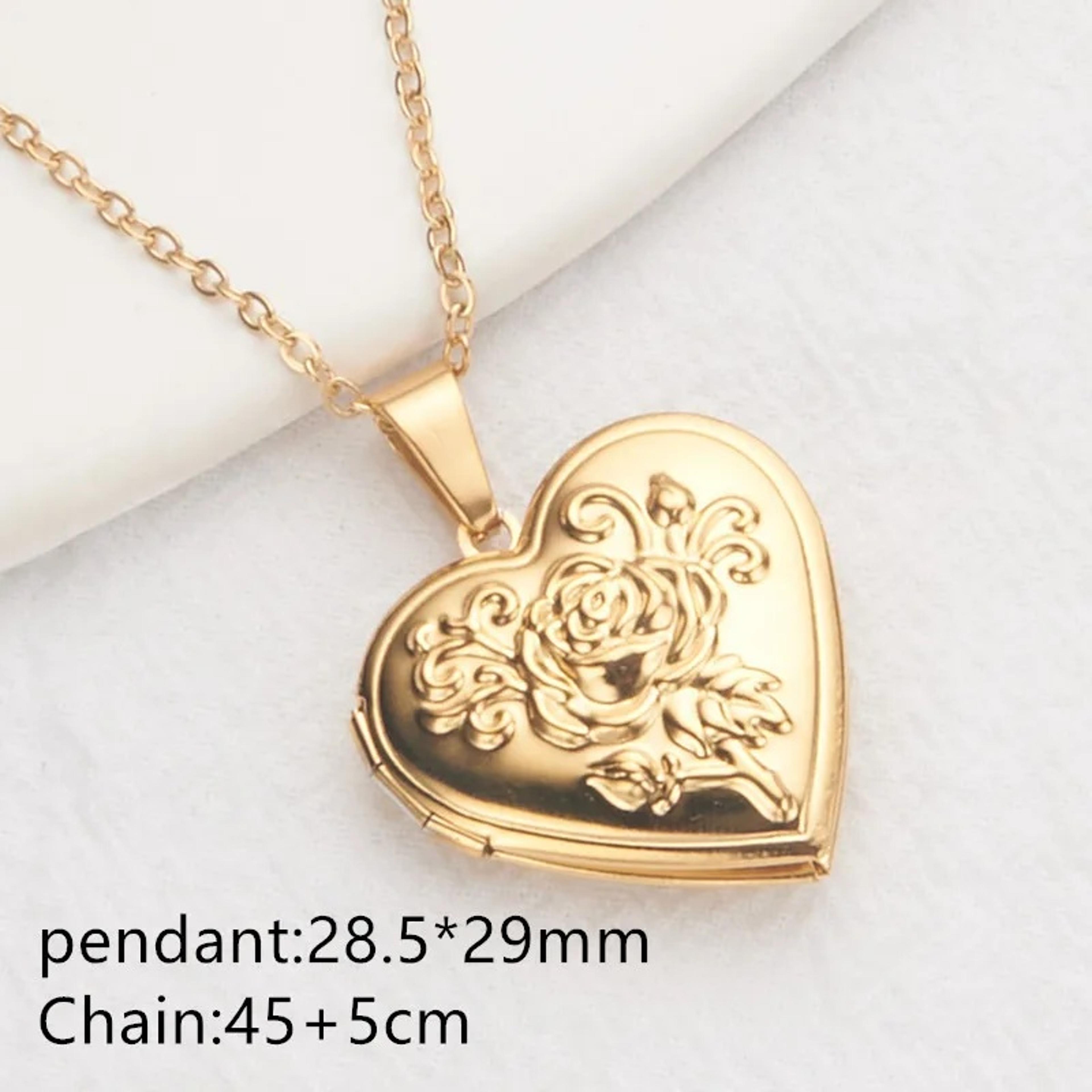 Heart Lock Photo Pendant Necklace Stainless Steel Waterproof Locket Gift For Women 9